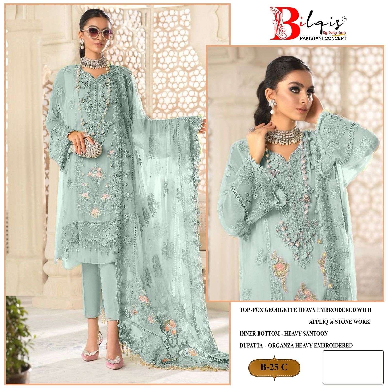 Bilqis B 25 A TO D Georgette Pakistani Suit Wholesale catalog