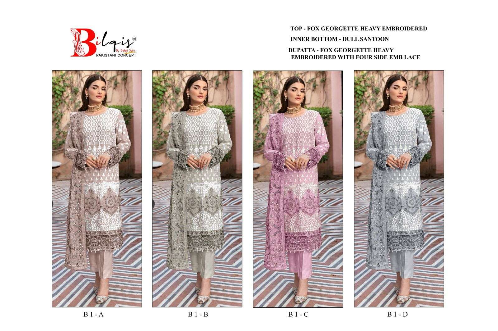 Bilqis B1 A To D Georgette Pakistani Suits Wholesale catalog
