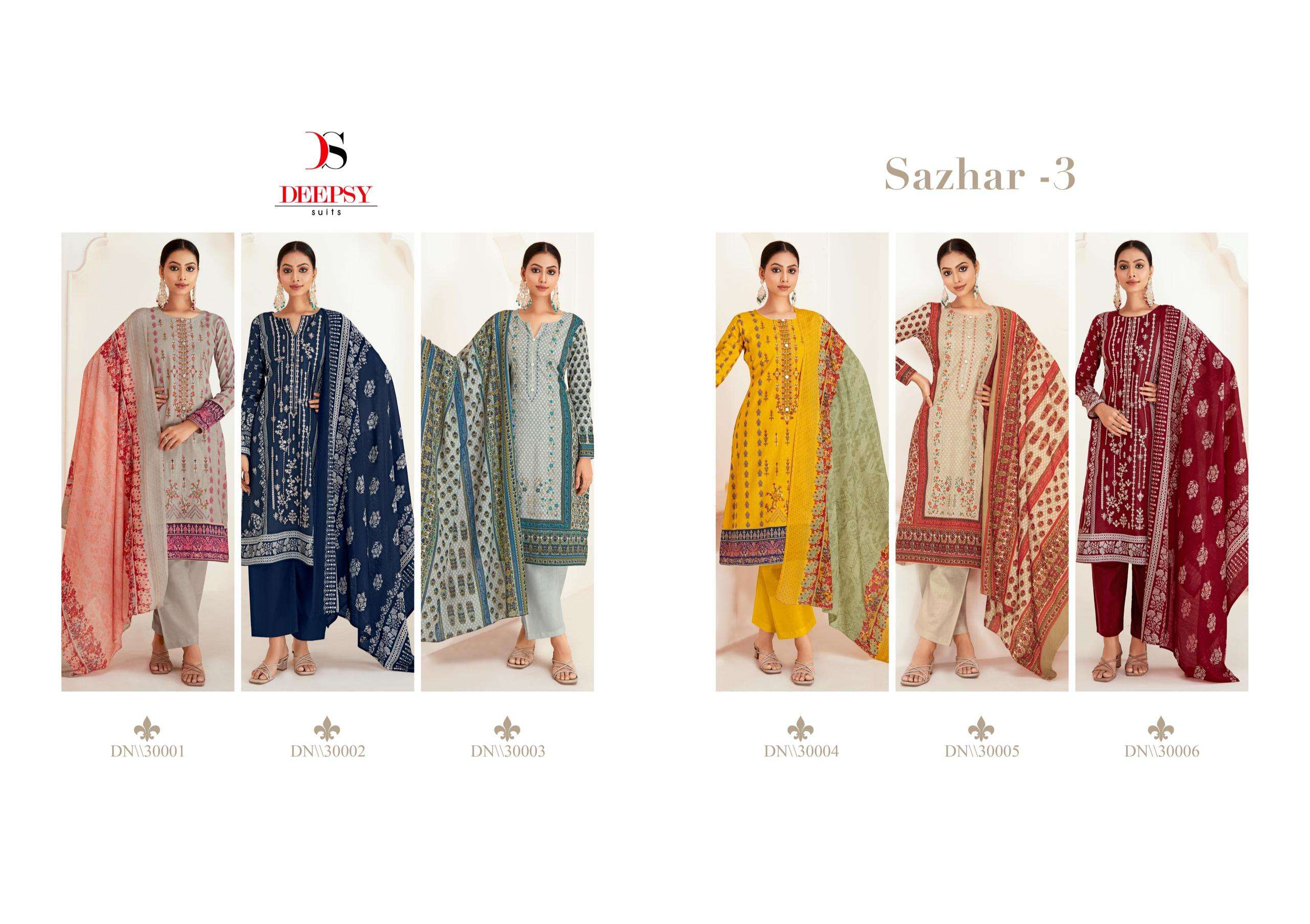 Deepsy Sazhar 3 Chiffon Dupatta Embroidery Salwar Kameez Wholesale catalog