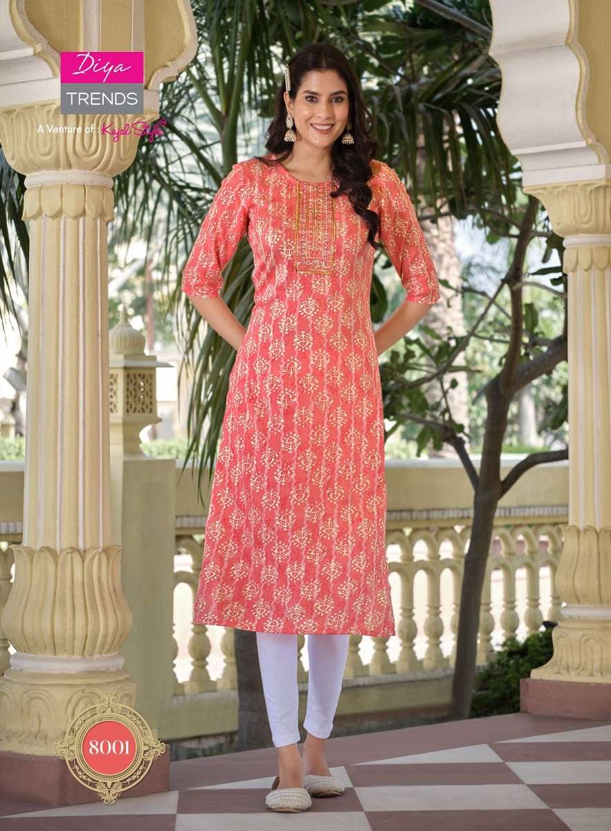 Diya Trends Garden City Vol-8 – Straight Kurtis -Wholesale Catalog