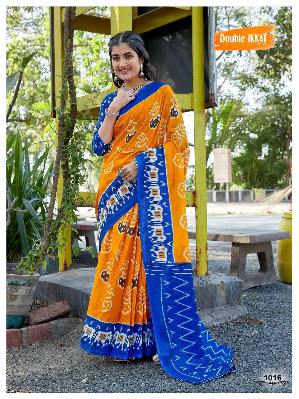 Double Ikkat Vol-1 Cotton Sarees Wholesale Catalog 