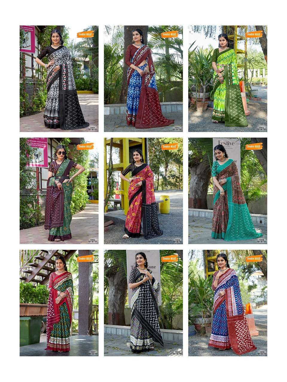 Double Ikkat Vol-1 Cotton Sarees Wholesale Catalog 