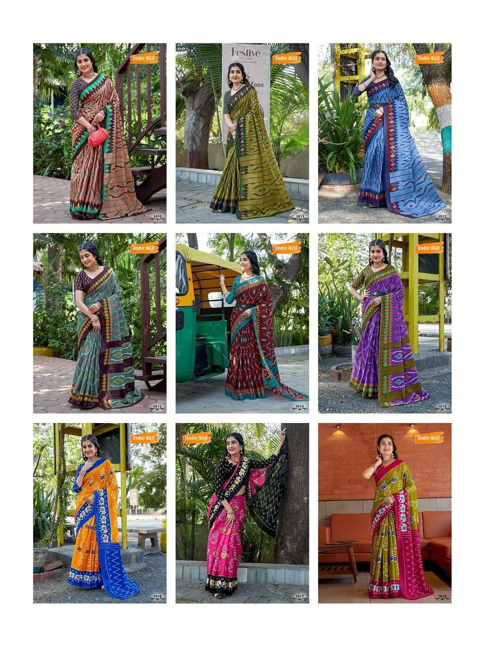 Double Ikkat Vol-1 Cotton Sarees Wholesale Catalog 