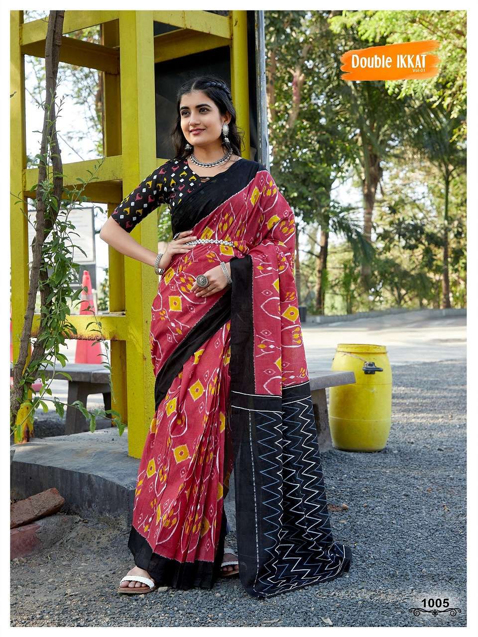 Double Ikkat Vol-1 Cotton Sarees Wholesale Catalog 