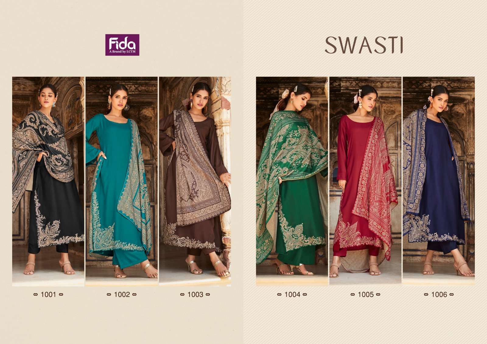 Fida Swasti Embroidery Dress Material Wholesale catalog