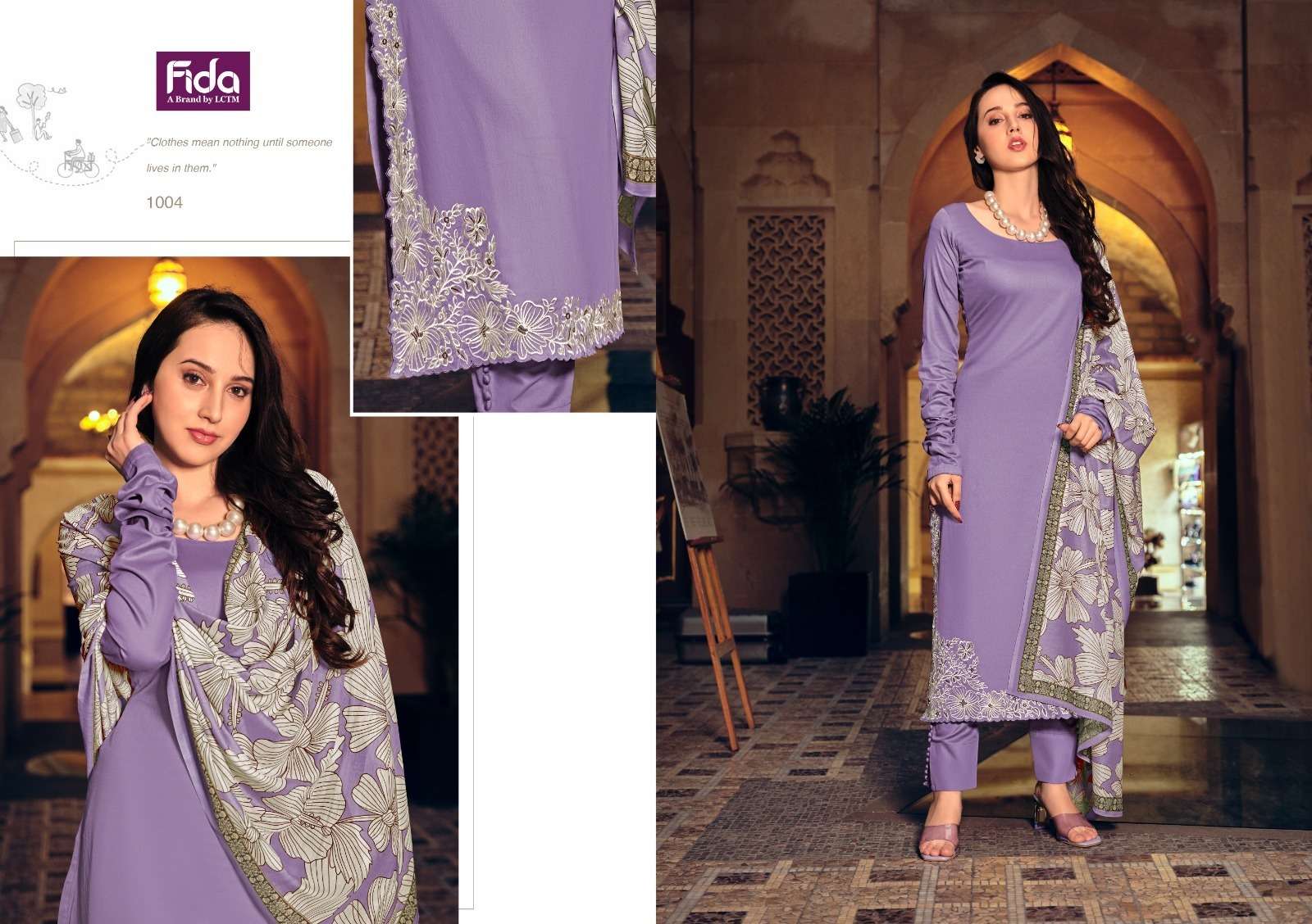 Fida Verika Cotton Satin Embroidery Salwar Kameez Wholesale catalog