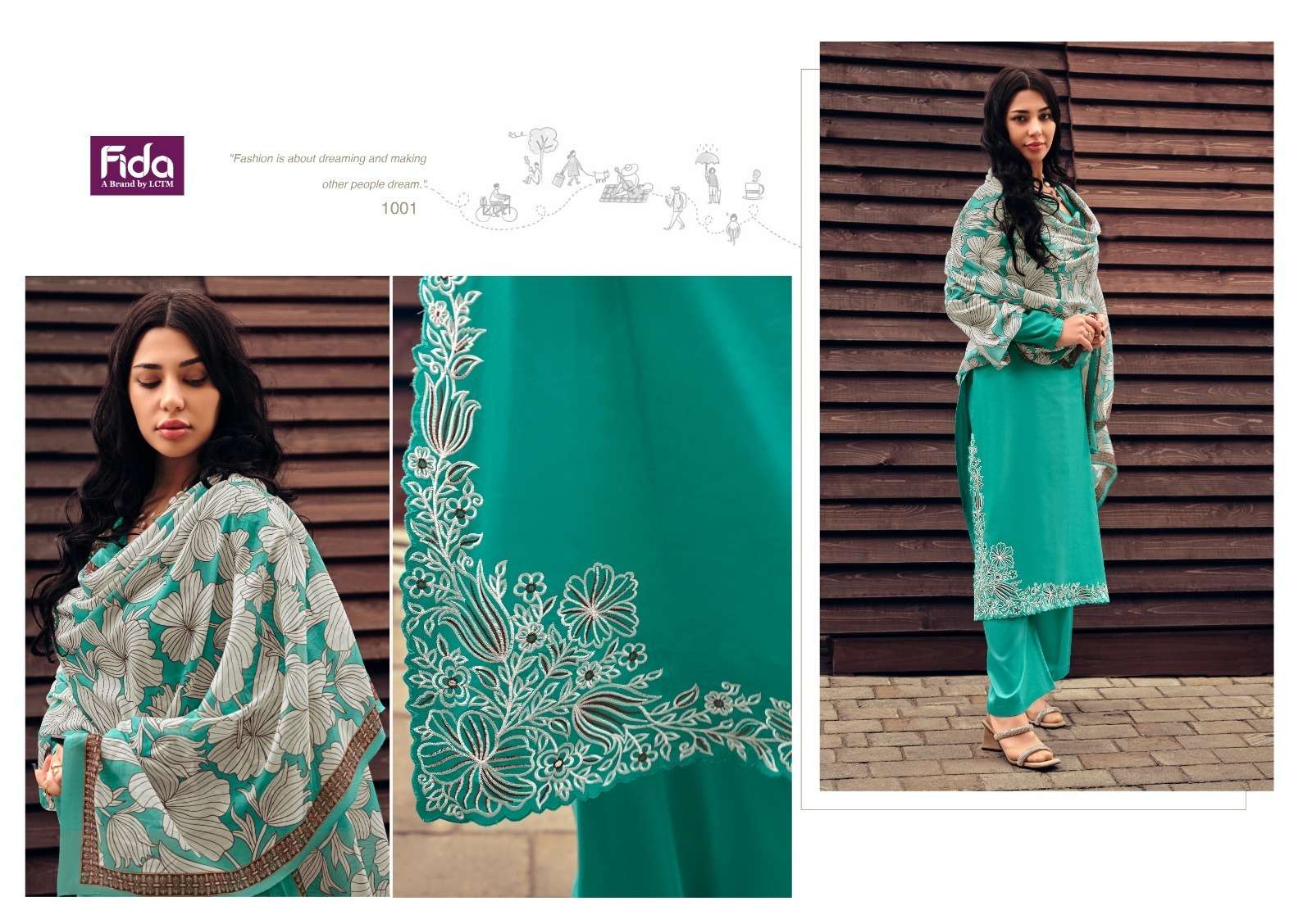 Fida Verika Cotton Satin Embroidery Salwar Kameez Wholesale catalog