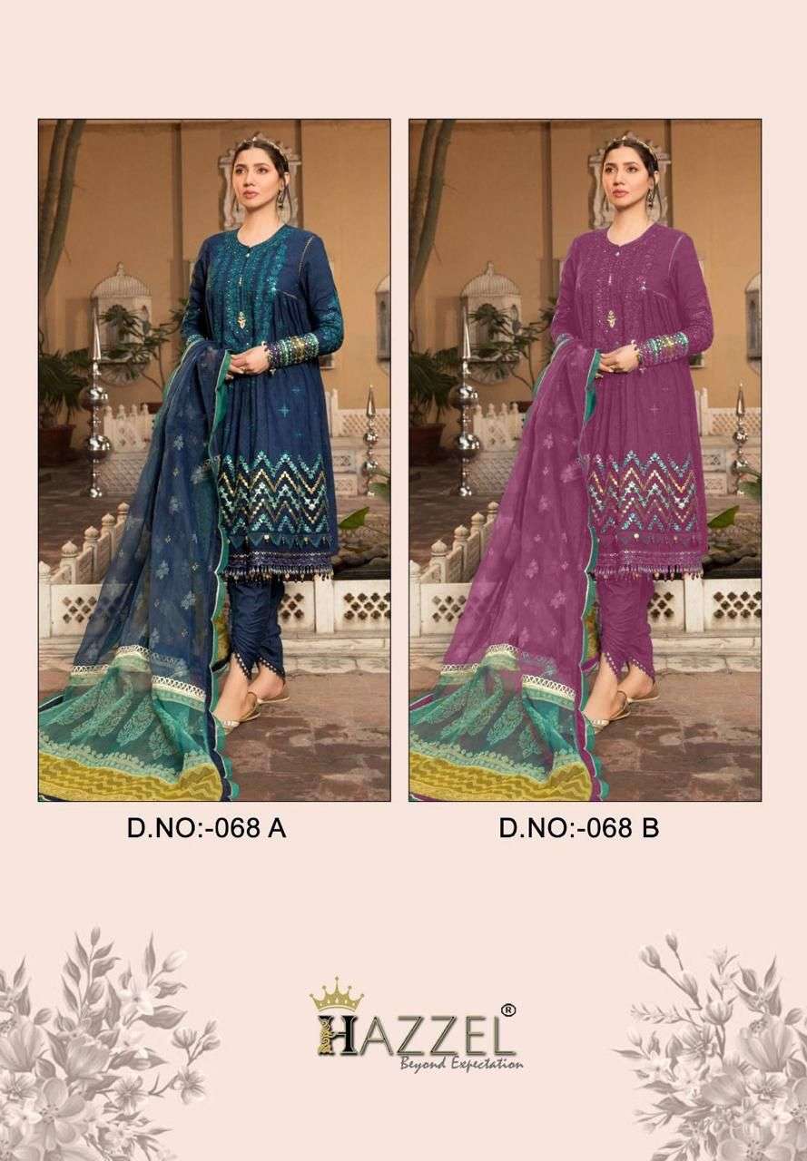 Hazzel M Print 068 Ab Chiffon Dupatta Pakistani Suits Wholesale catalog