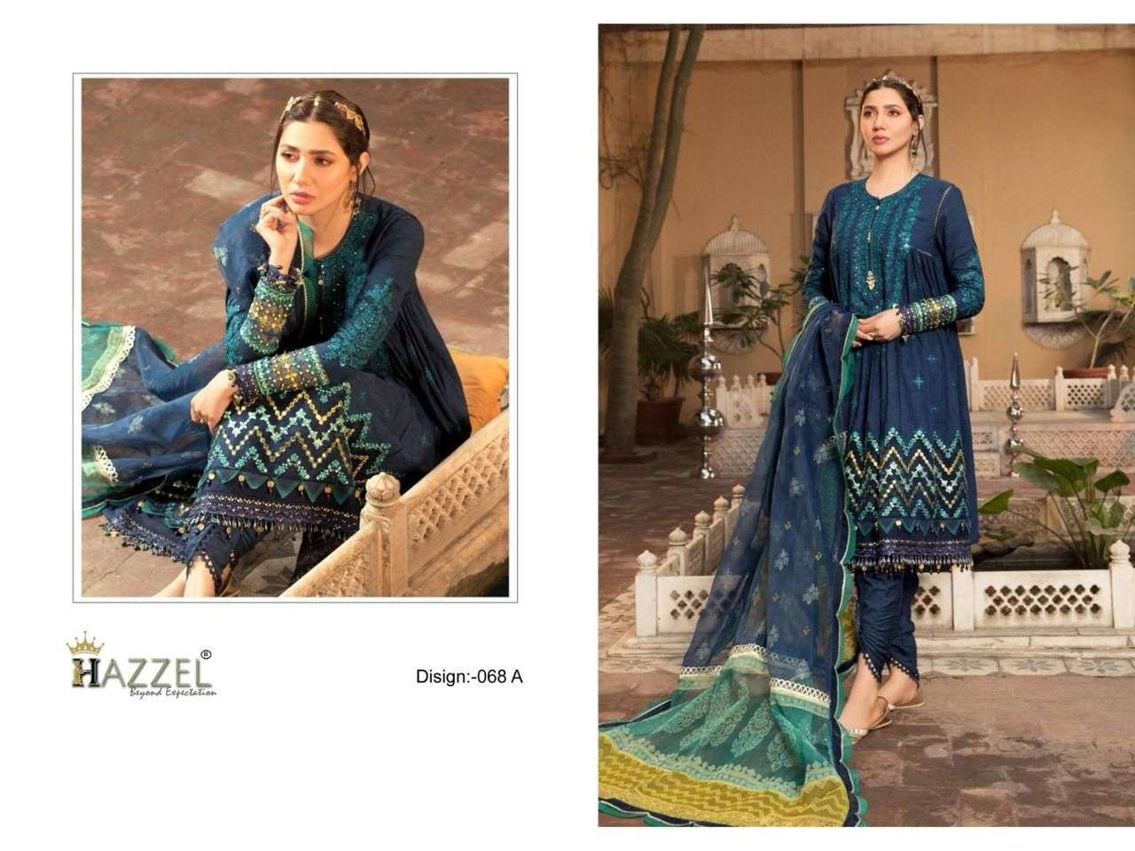 Hazzel M Print 068 Ab Cotton Dupatta Pakistani Suits Wholesale catalog