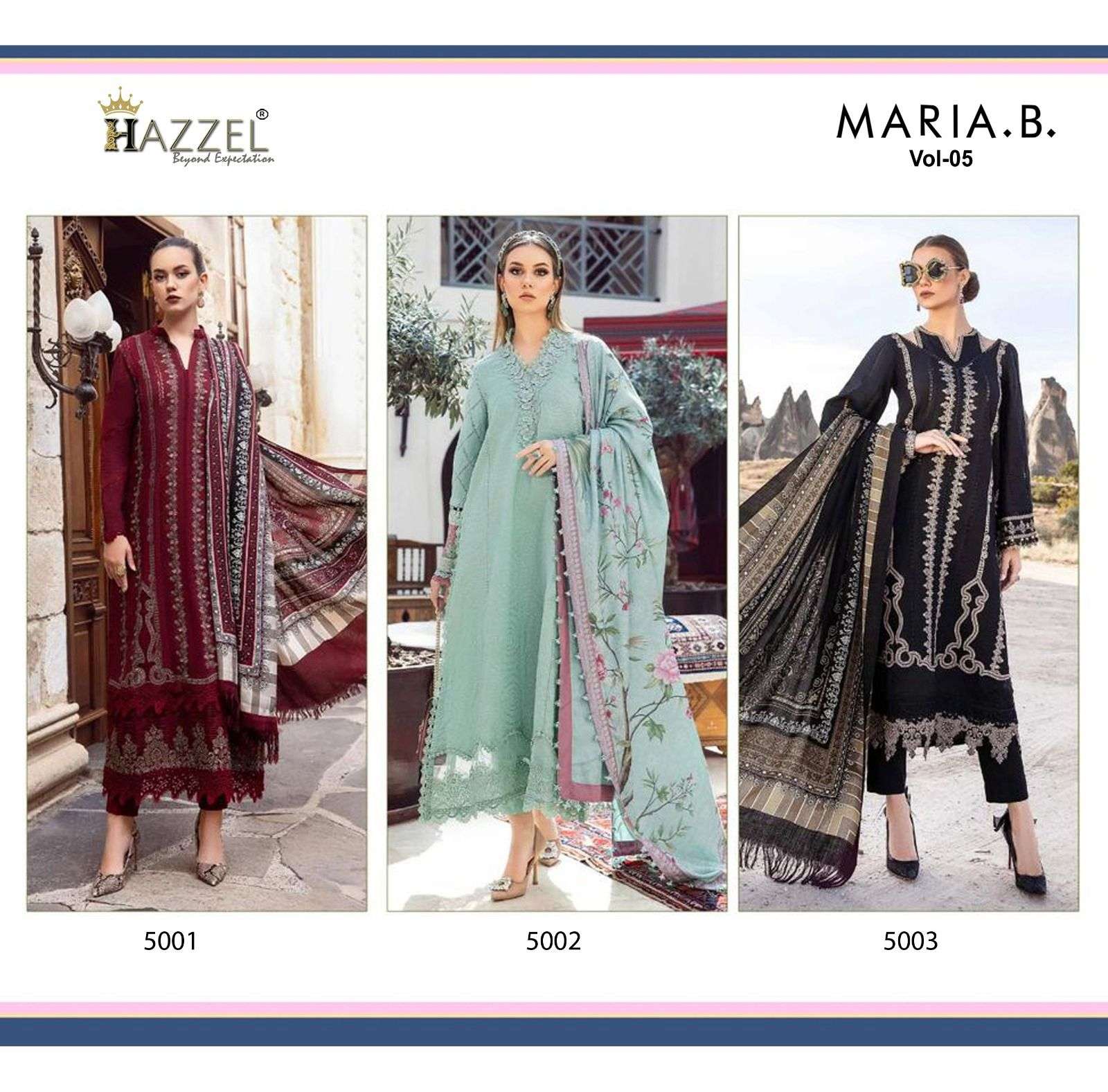 Hazzel Maria B Vol 5 Cotton Dupatta Pakistani Suits Wholesale catalog