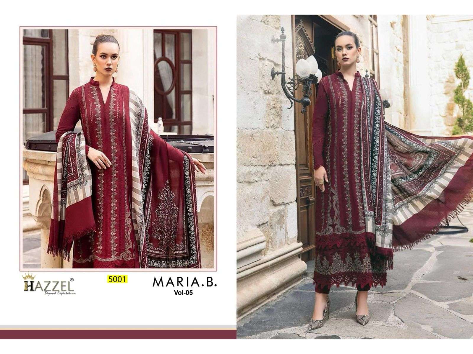 Hazzel Maria B Vol 5 Cotton Dupatta Pakistani Suits Wholesale catalog