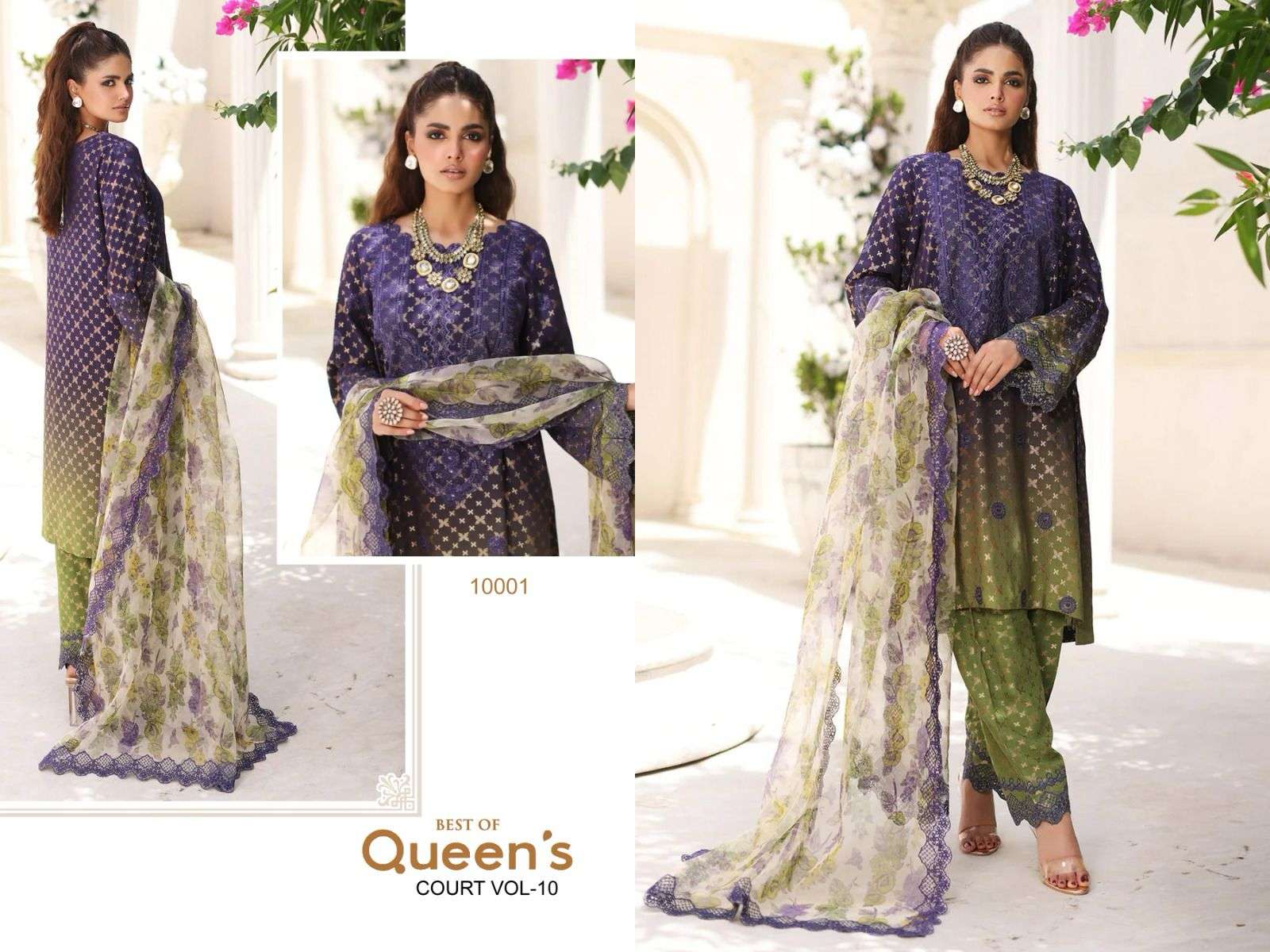 Hazzel Queens Court Vol 10 Cotton Dupatta Pakistani Suits Wholesale catalog