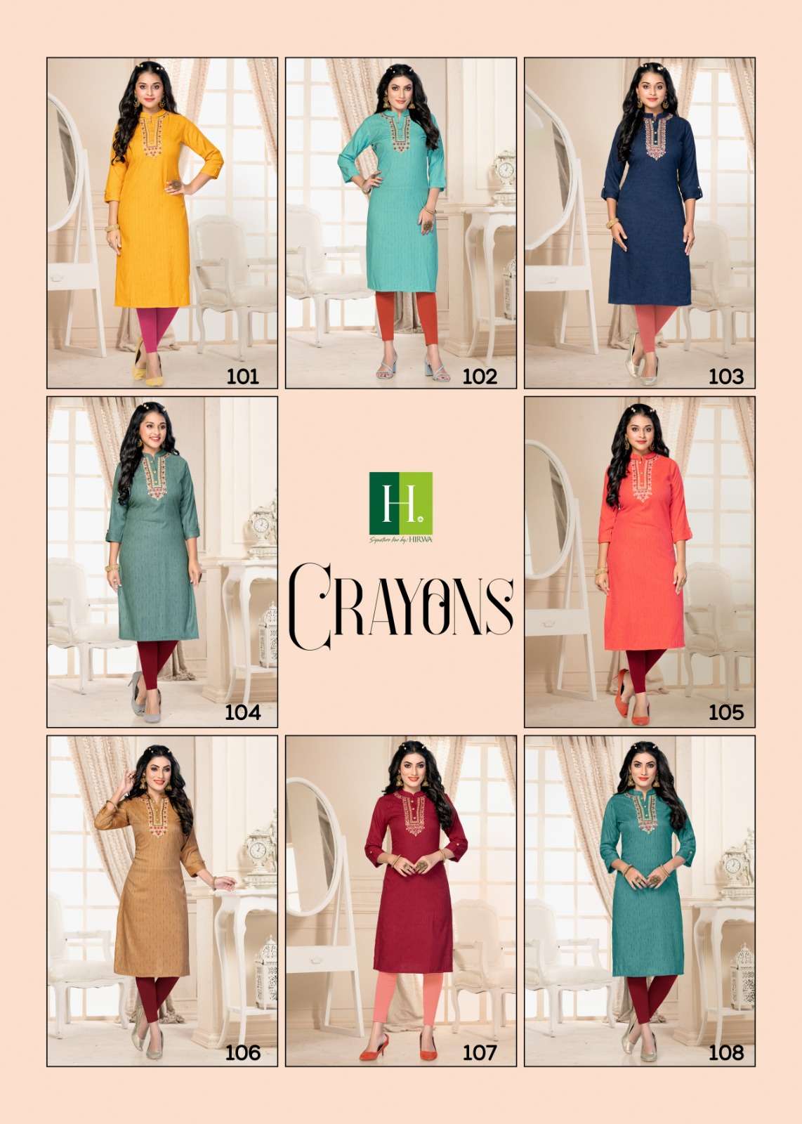 HIRWA CRAYONS Kurti Wholesale catalog