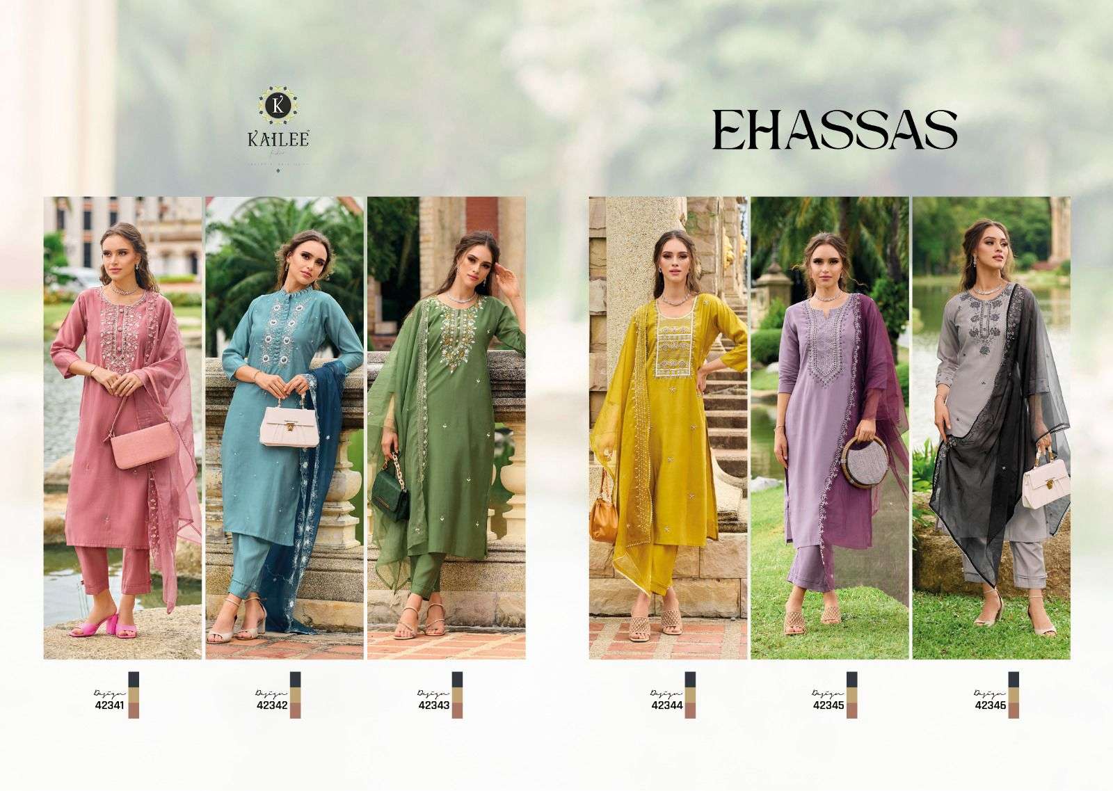 Kailee Ehassas Viscose Silk Embroidered Dress Materials Wholesale catalog