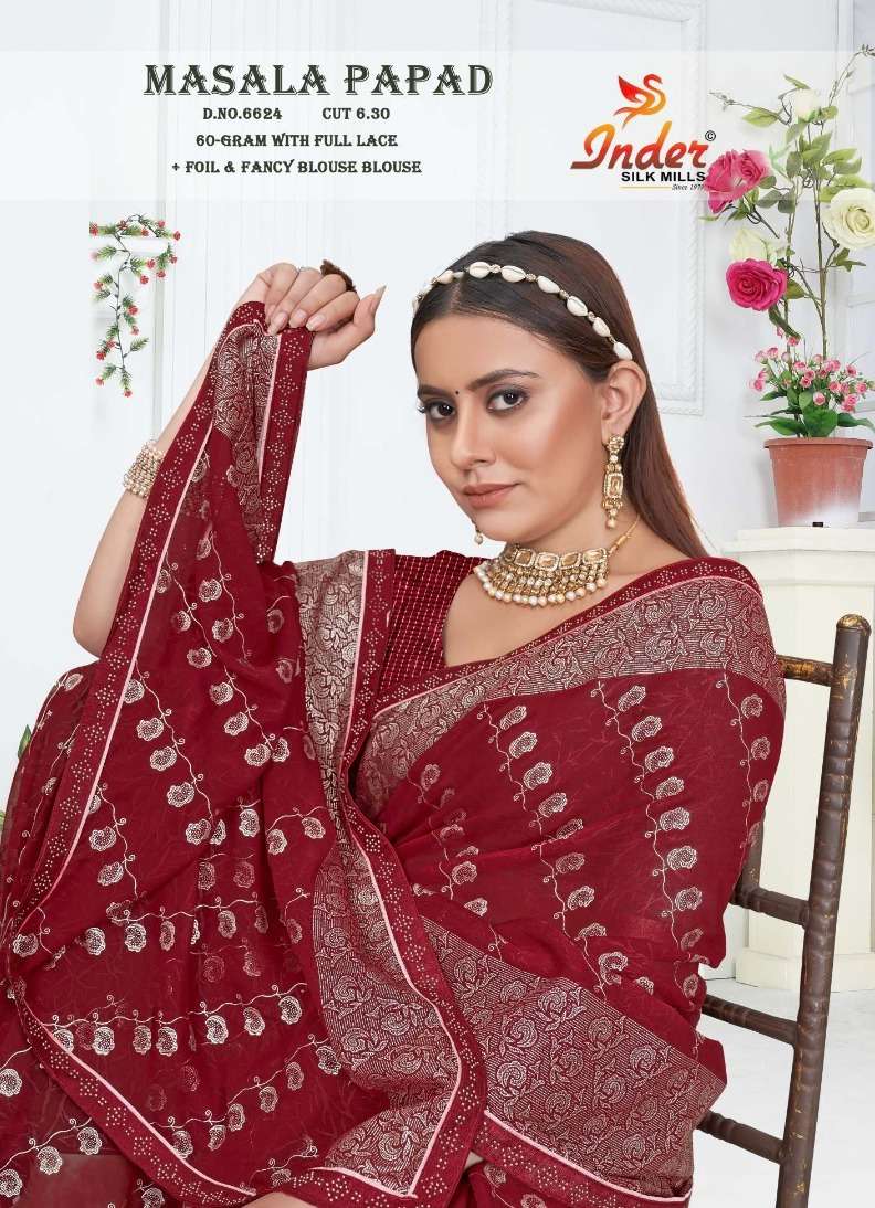 MASALA PAPAD 6624 INDER SILK MILLS Saree Wholesale catalog