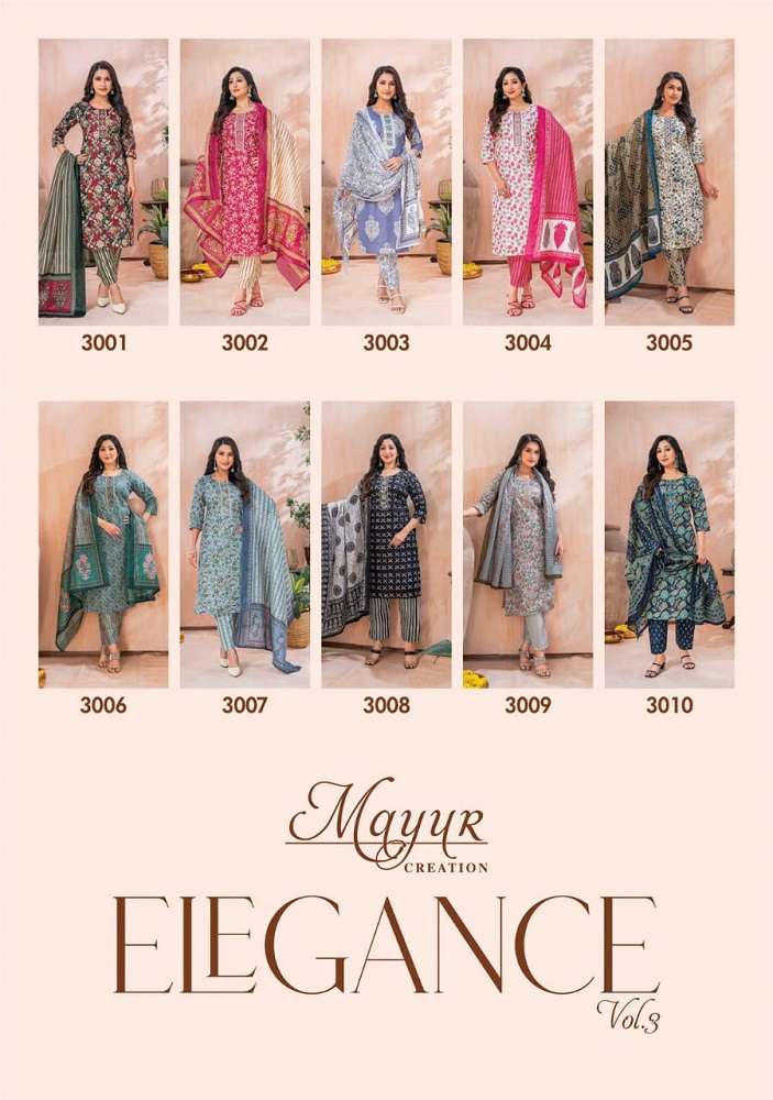 Mayur Elegance Vol-3 -Kurti Pant With Dupatta -Wholesale Catalog