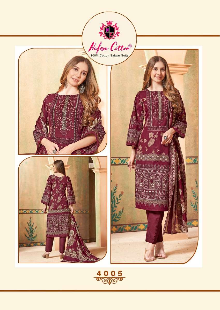 Nafisa Esra Vol 4 Karachi Suits Cotton Dress Material Wholesale catalog