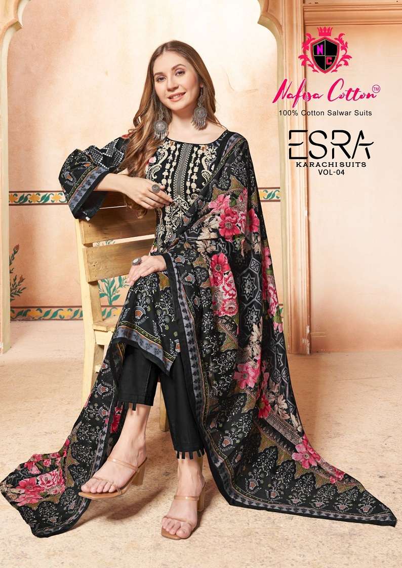 Nafisa Esra Vol 4 Karachi Suits Cotton Dress Material Wholesale catalog