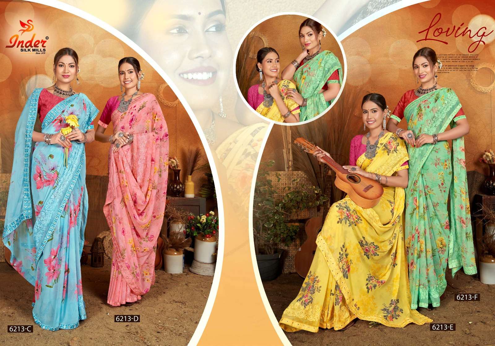 NICE STEP 6213 INDER SILK MILLS Saree Wholesale catalog