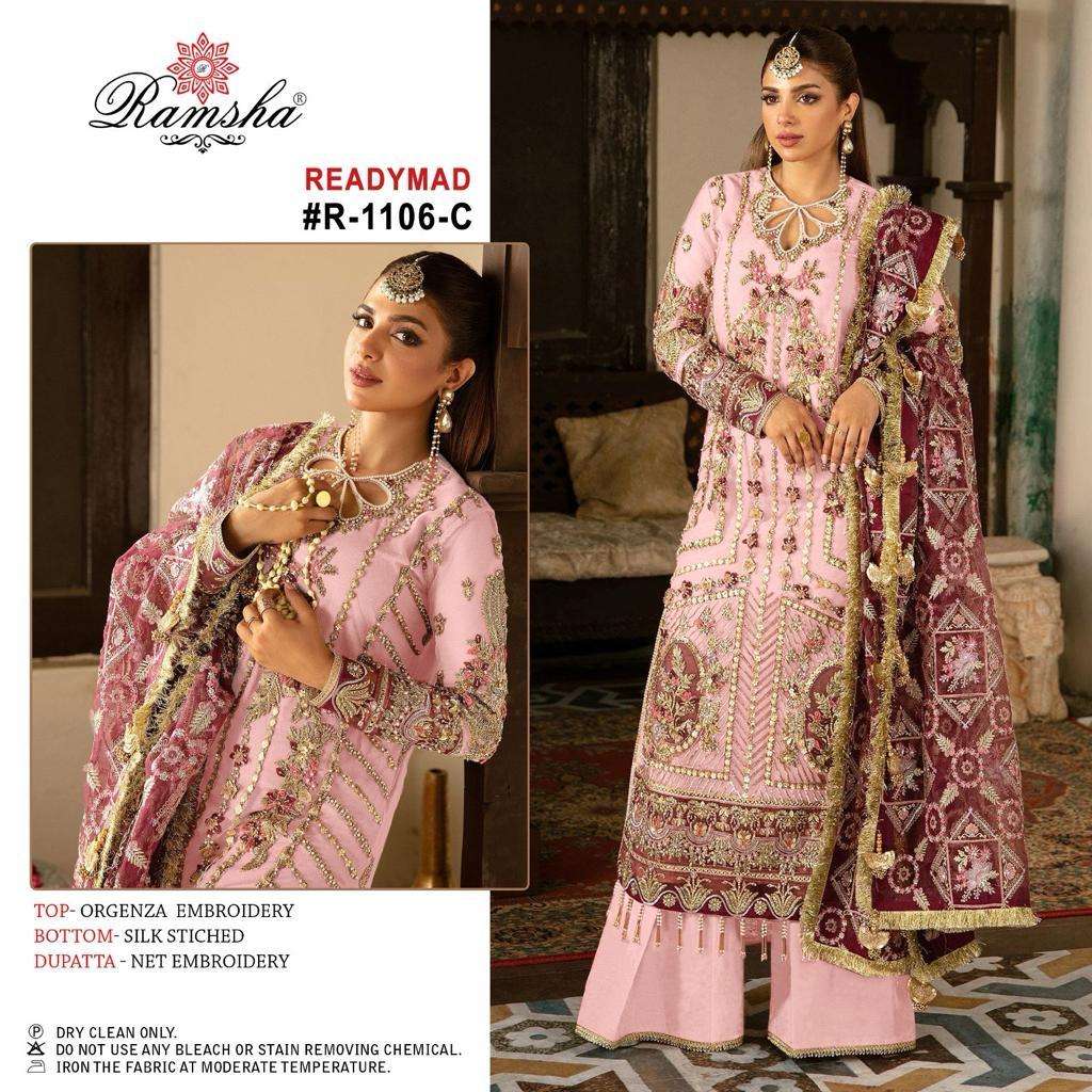 Ramsha R 1106 Organza Salwar Kameez Wholesale catalog