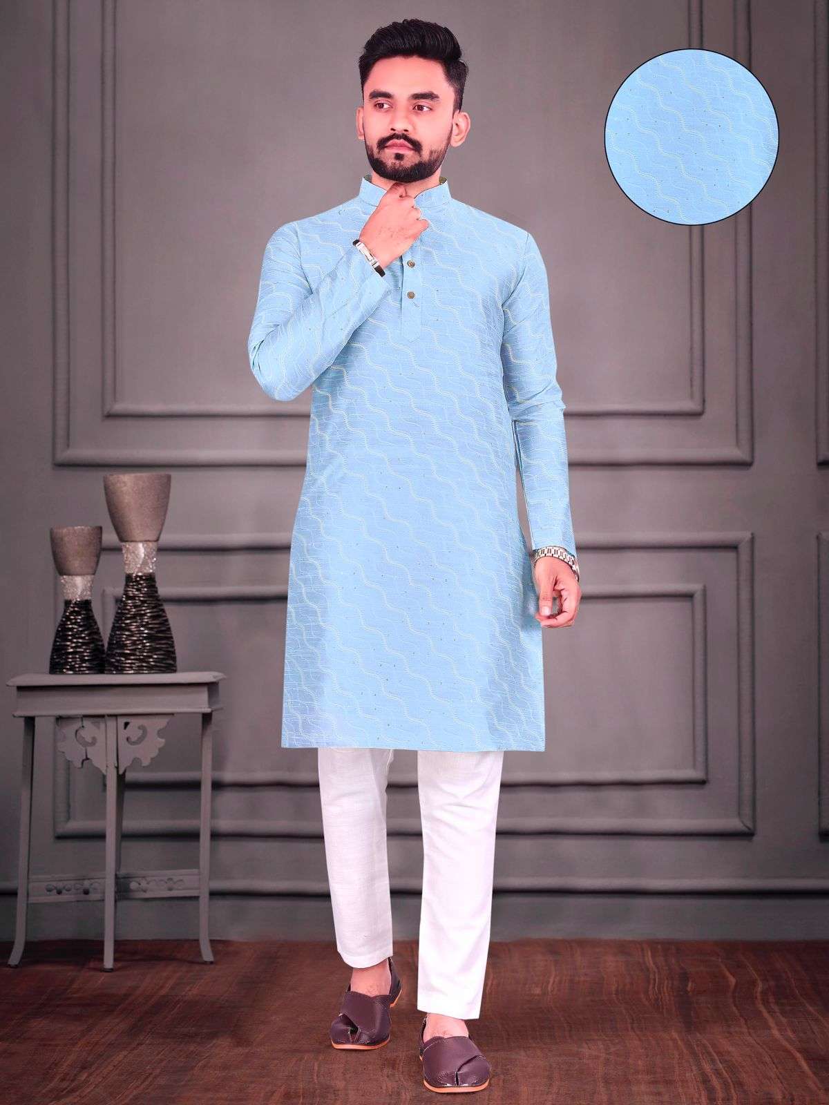 Sabella Mens Jacquard kurta payjama Mens Kurta Wholesale catalog