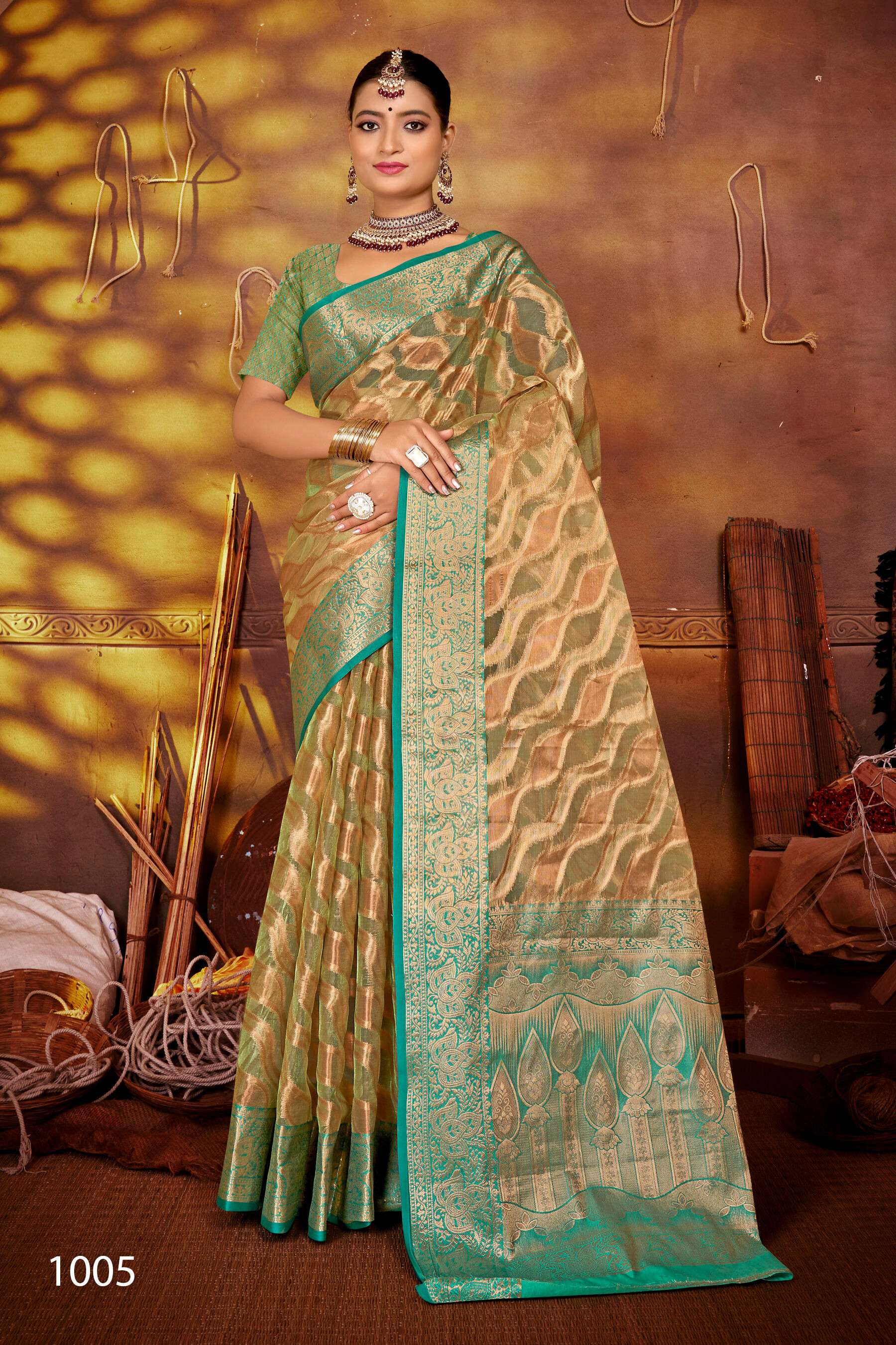  Saroj Aashika vol.1 Organza silk with rich palluSaree Wholesale catalog    