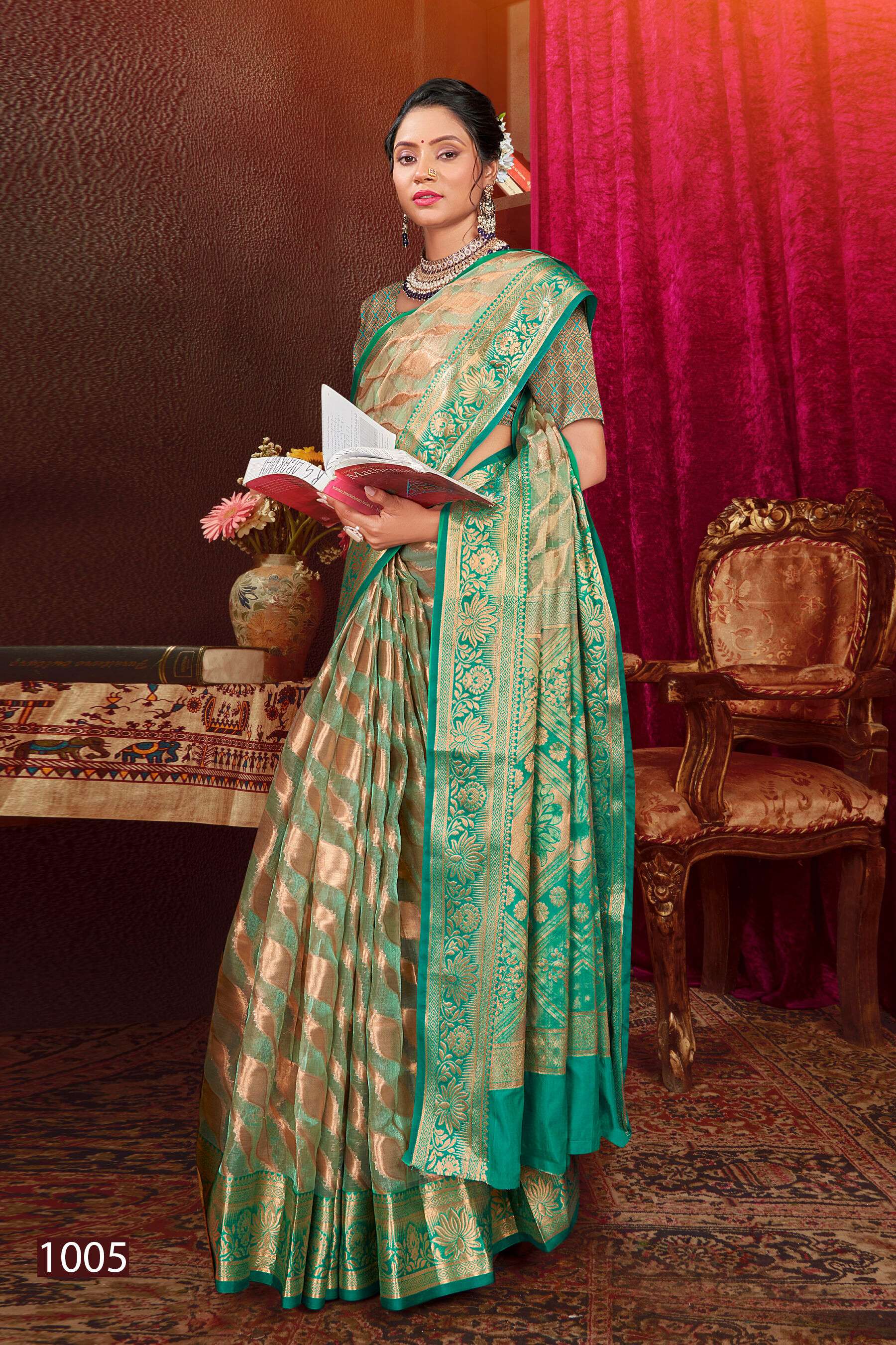 Saroj Aashika vol.3 Organza silk with rich pallu Saree Wholesale catalog    