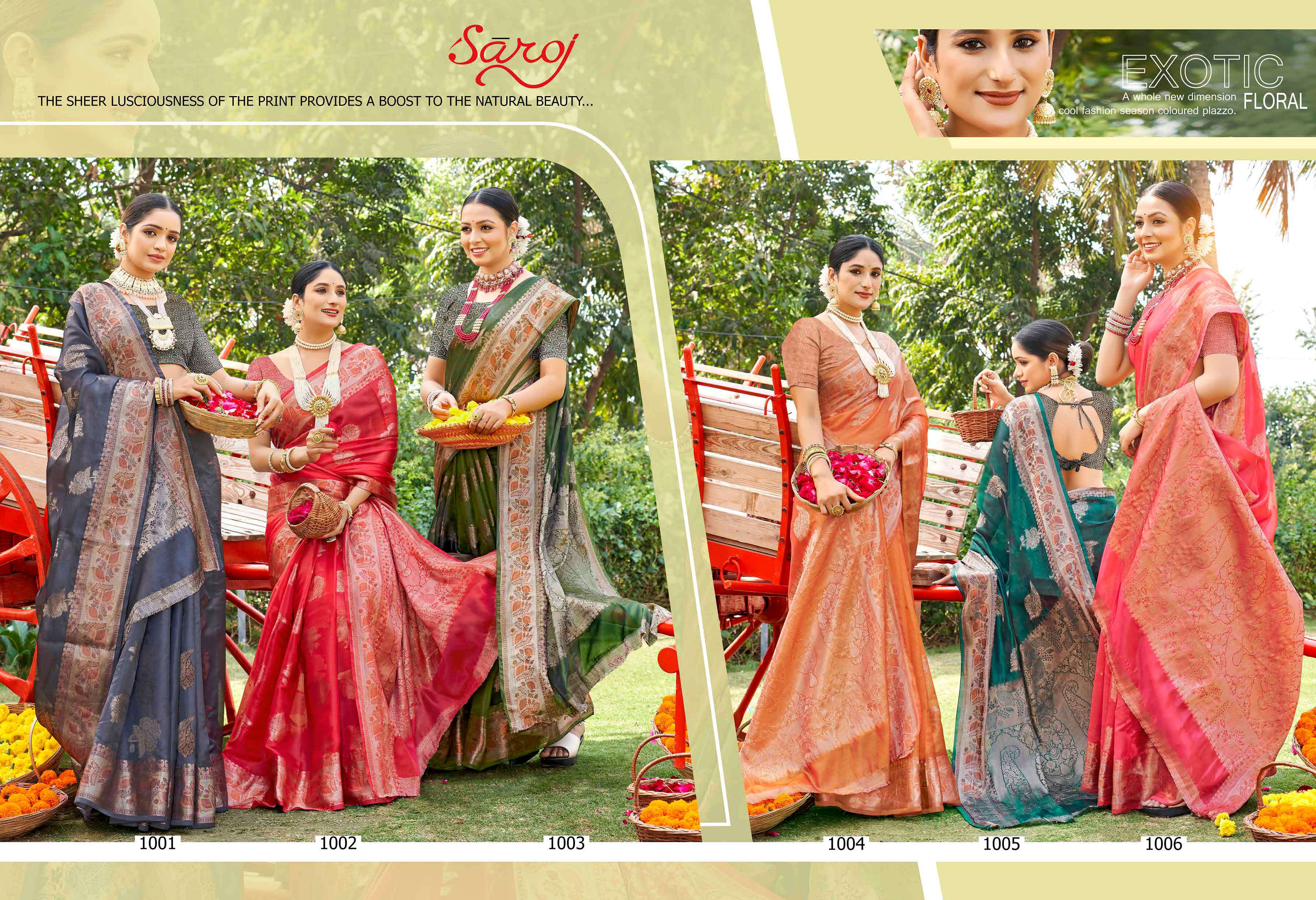 Saroj Manokamna vol.1Soft organza Saree Wholesale catalog    