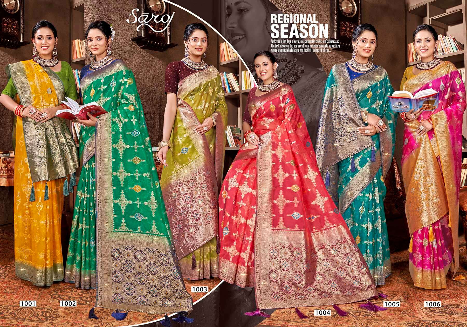 Saroj Mayra vol.2 Organza saree with fancy mina rich pallu heavy swarovski saree  Wholesale catalog    