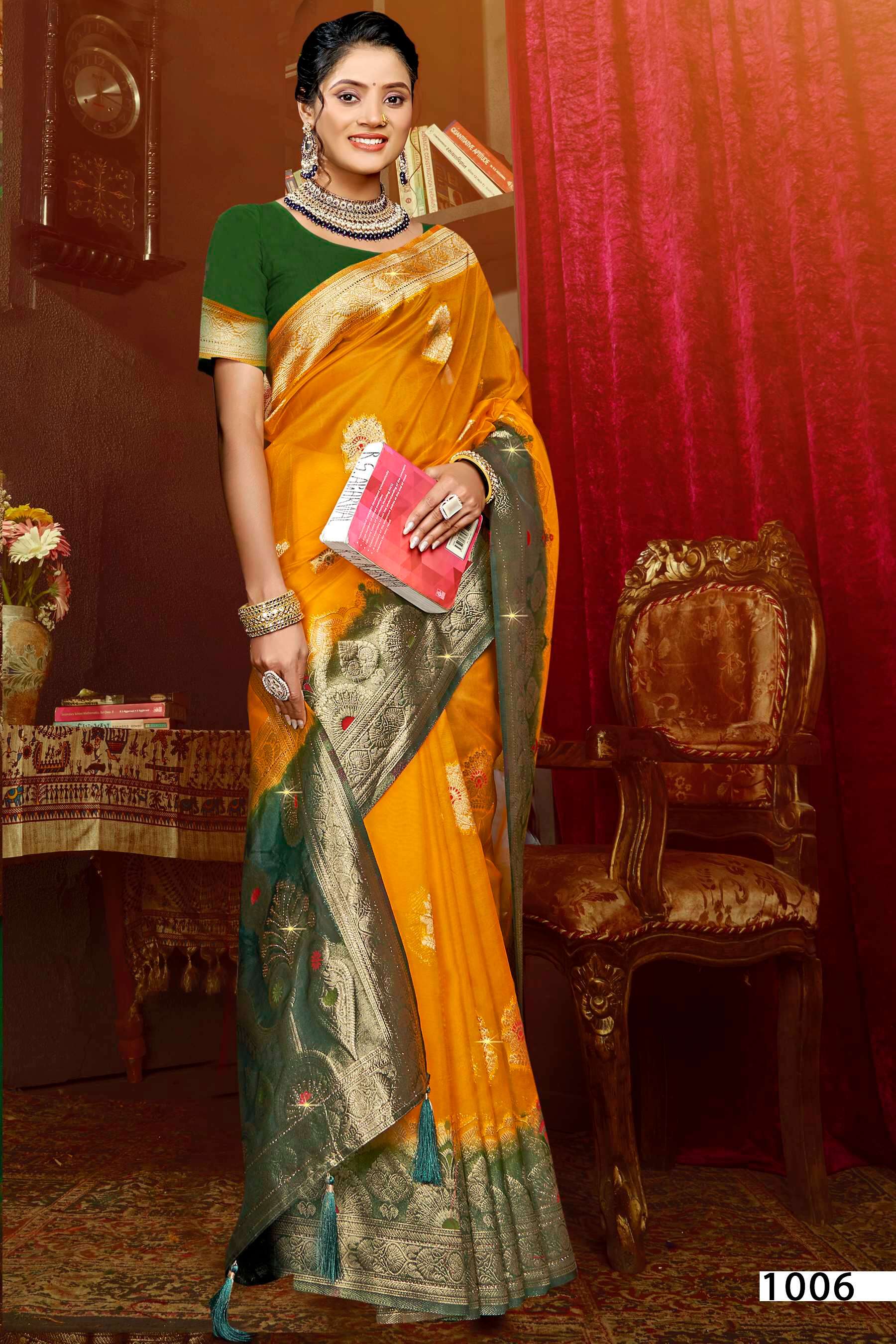 Saroj Mayra vol.3 Organza saree with fancy mina rich pallu heavy swarovski  Saree Wholesale catalog    