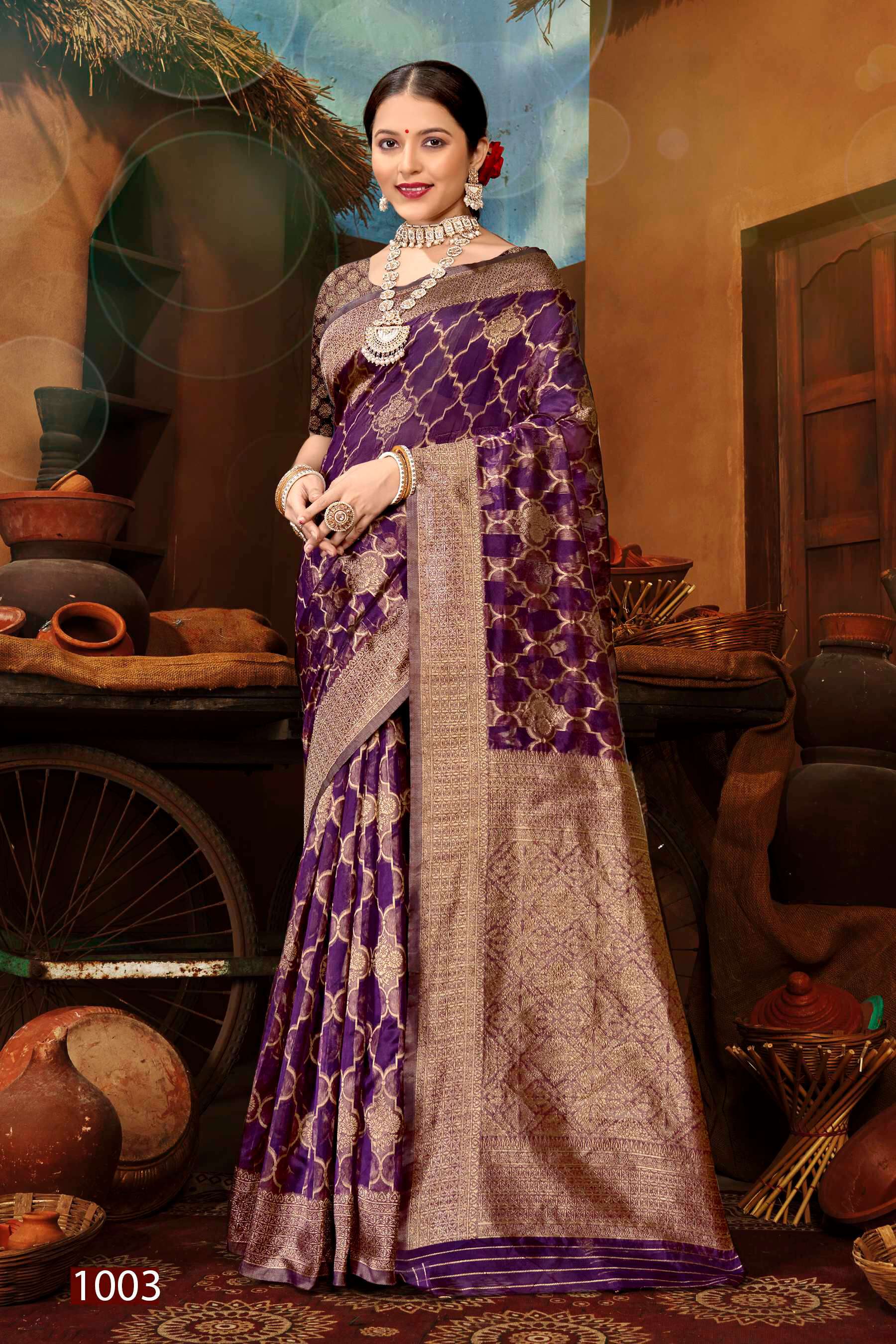 Saroj Sunaina Vol - 5 Organza siilk saree with rich pallu