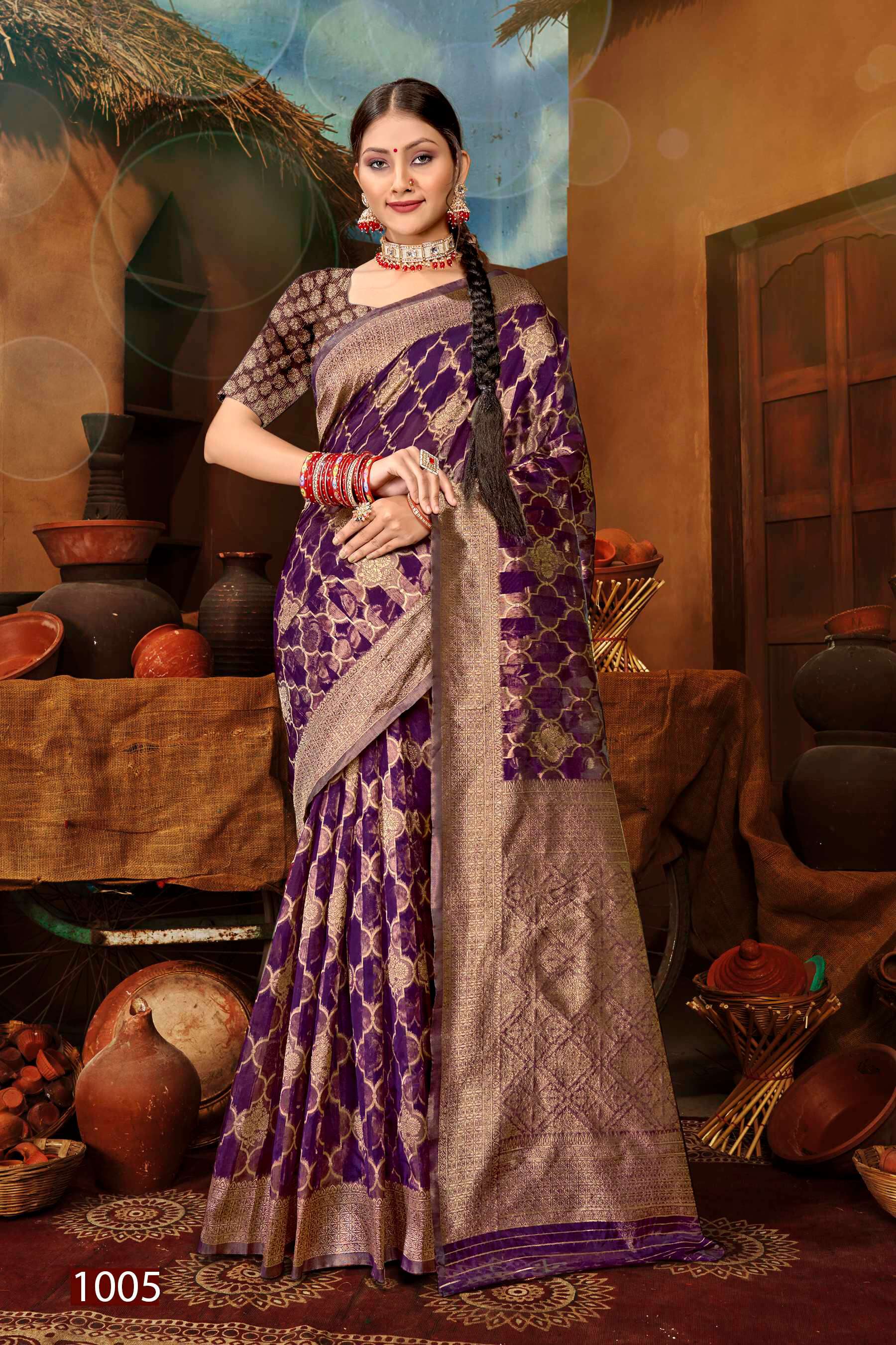 Saroj Sunaina Vol - 5 Organza siilk saree with rich pallu