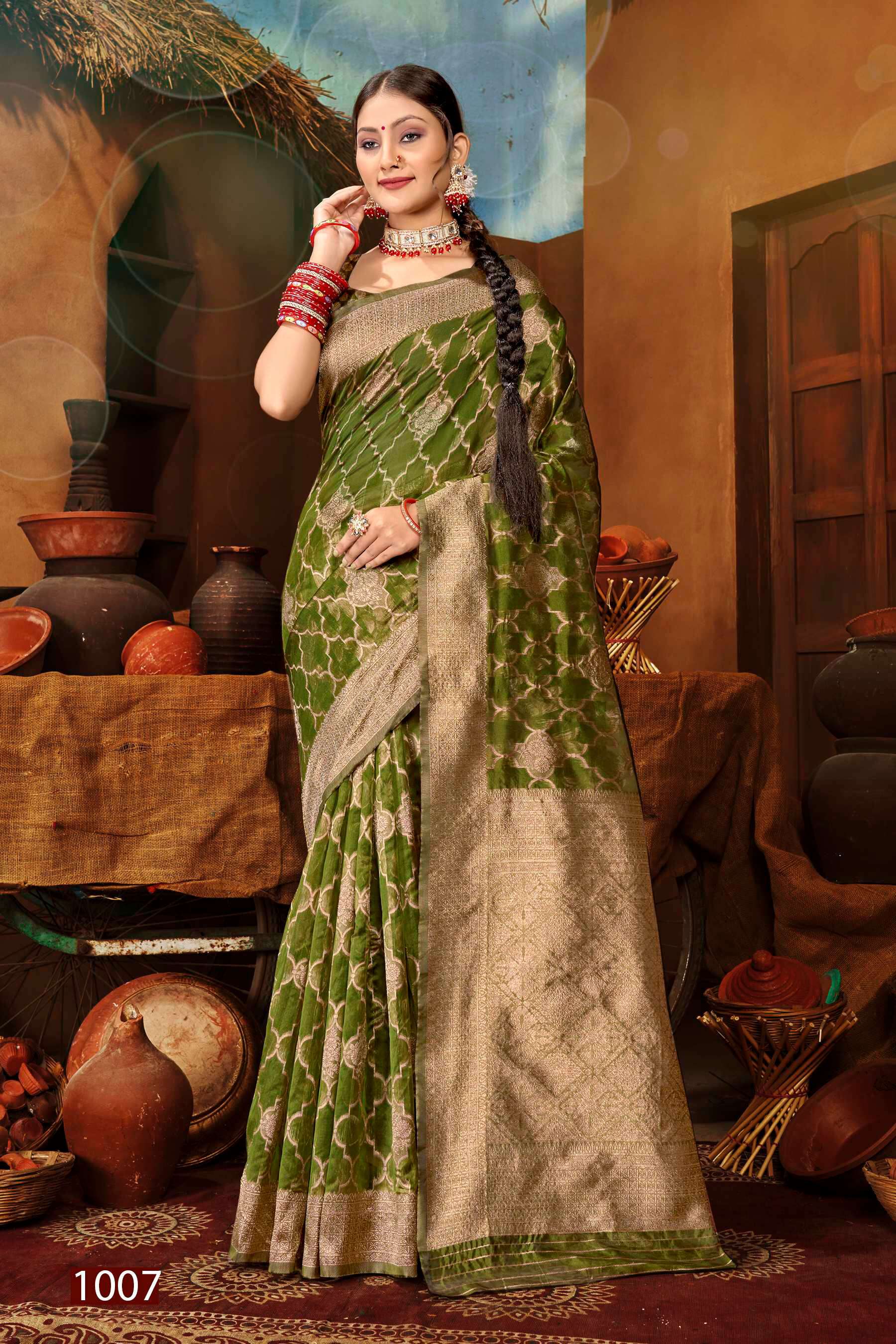 Saroj Sunaina Vol - 5 Organza siilk saree with rich pallu