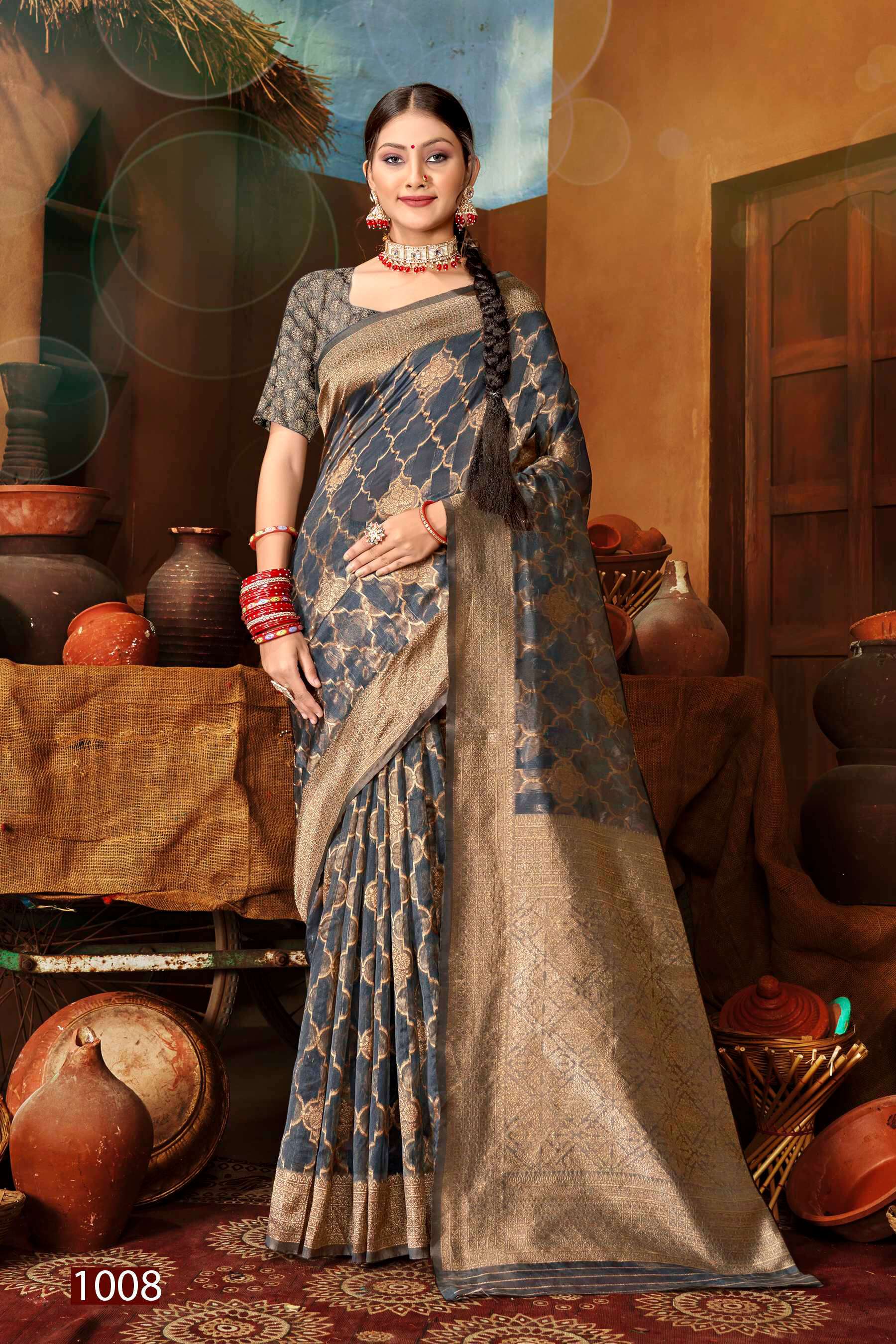 Saroj Sunaina Vol - 5 Organza siilk saree with rich pallu