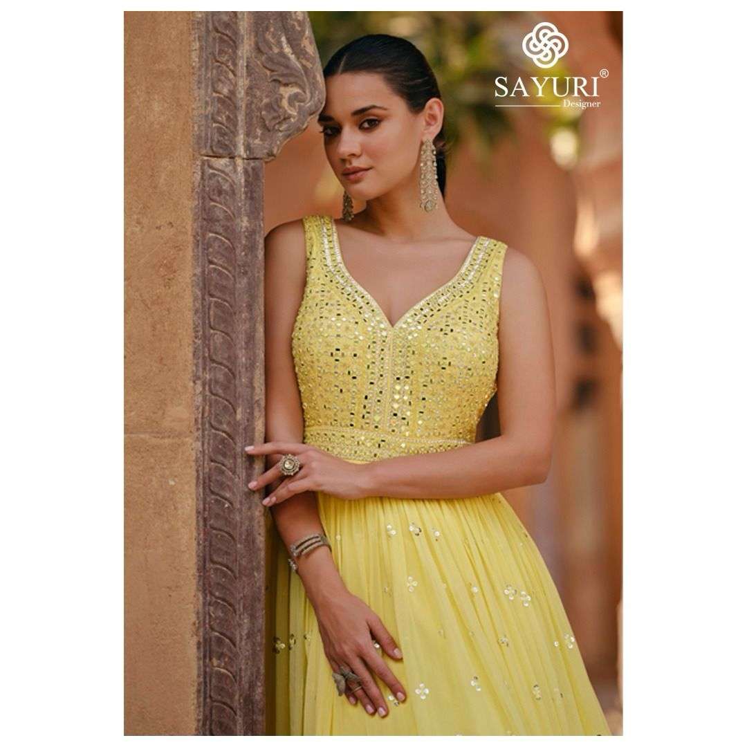 Sayuri Kavya Real Georgette Fancy Gown Wholesale catalog