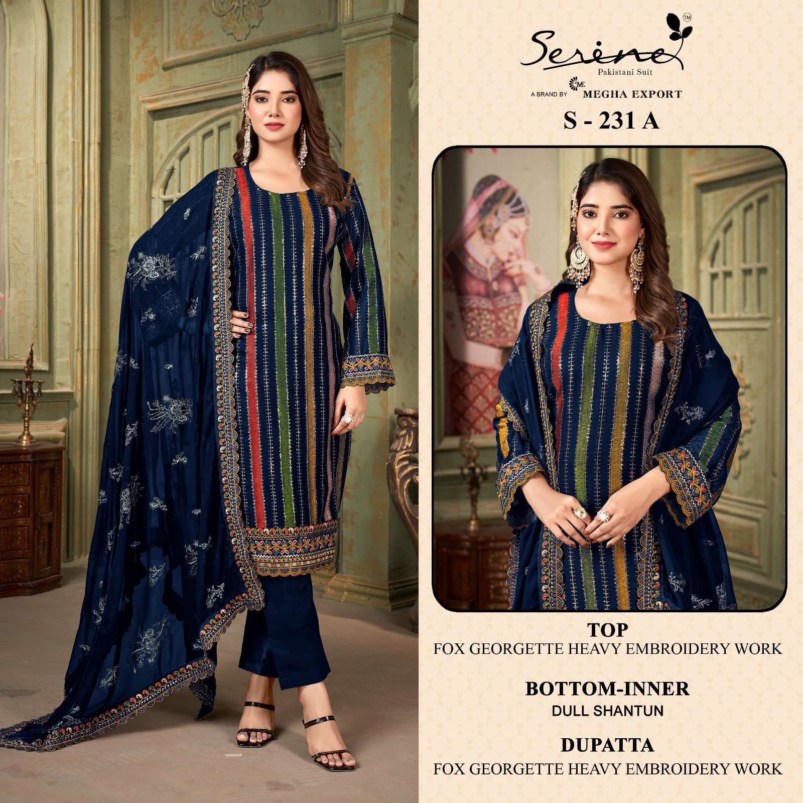Serine S 231 A To D Designer Georgette Pakistani Suits Wholesale catalog