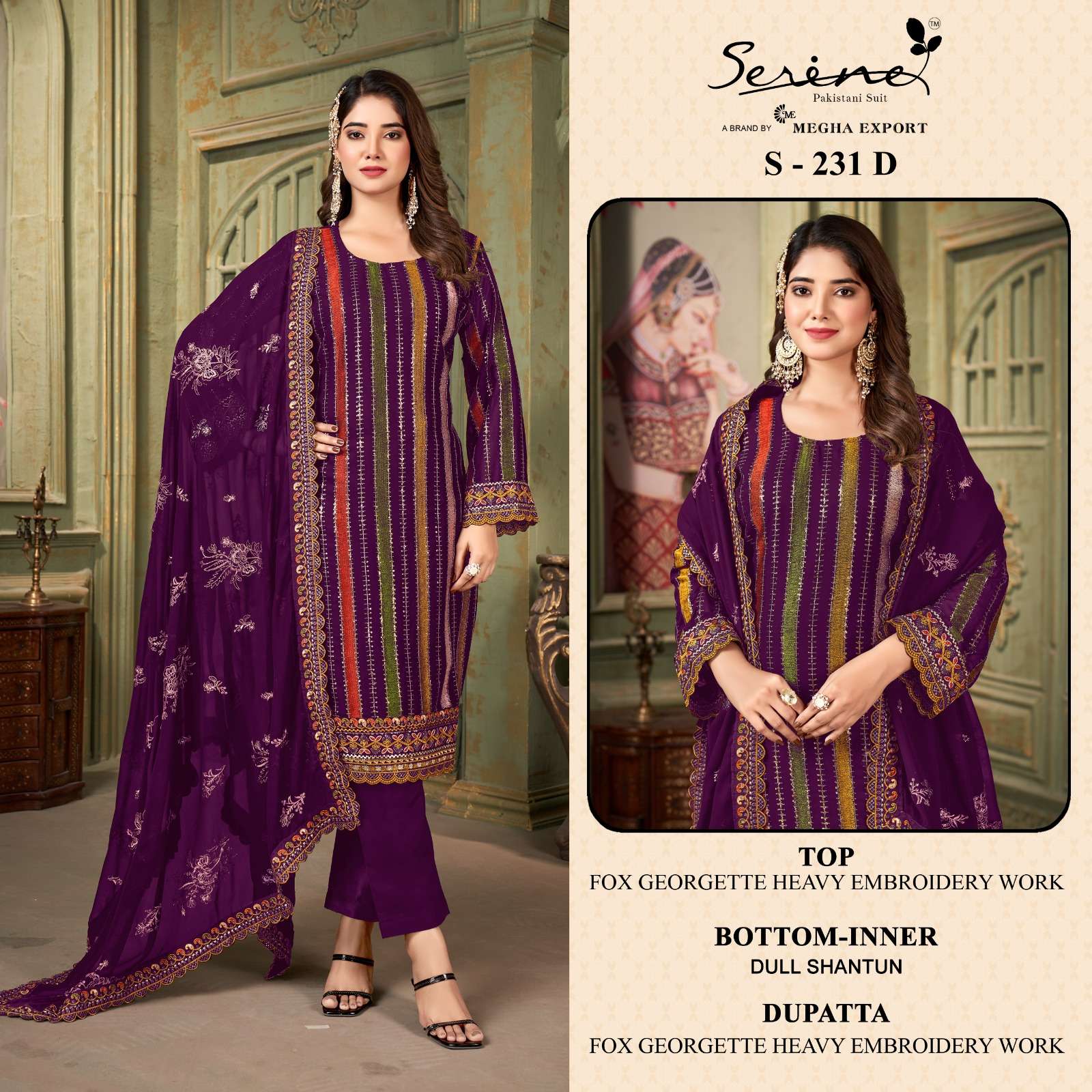 Serine S 231 A To D Designer Georgette Pakistani Suits Wholesale catalog