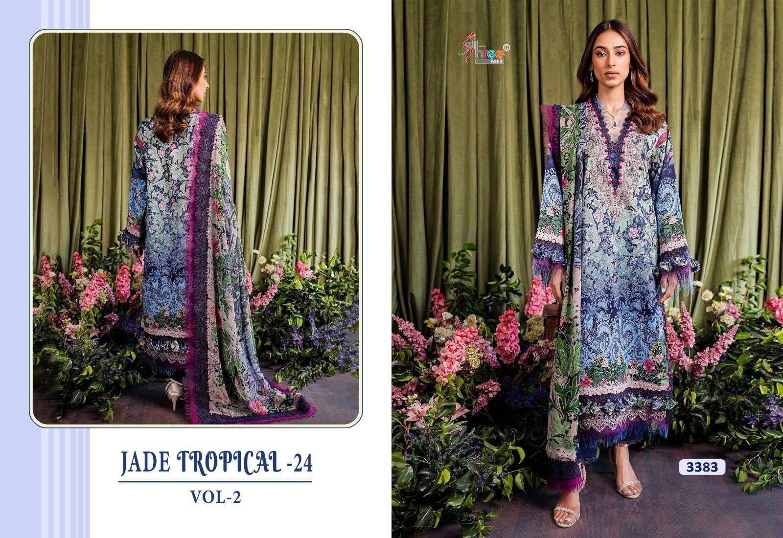 Shree Jade Tropical 24 Vol 2 Chiffon Dupatta Pakistani Suits Wholesale catalog