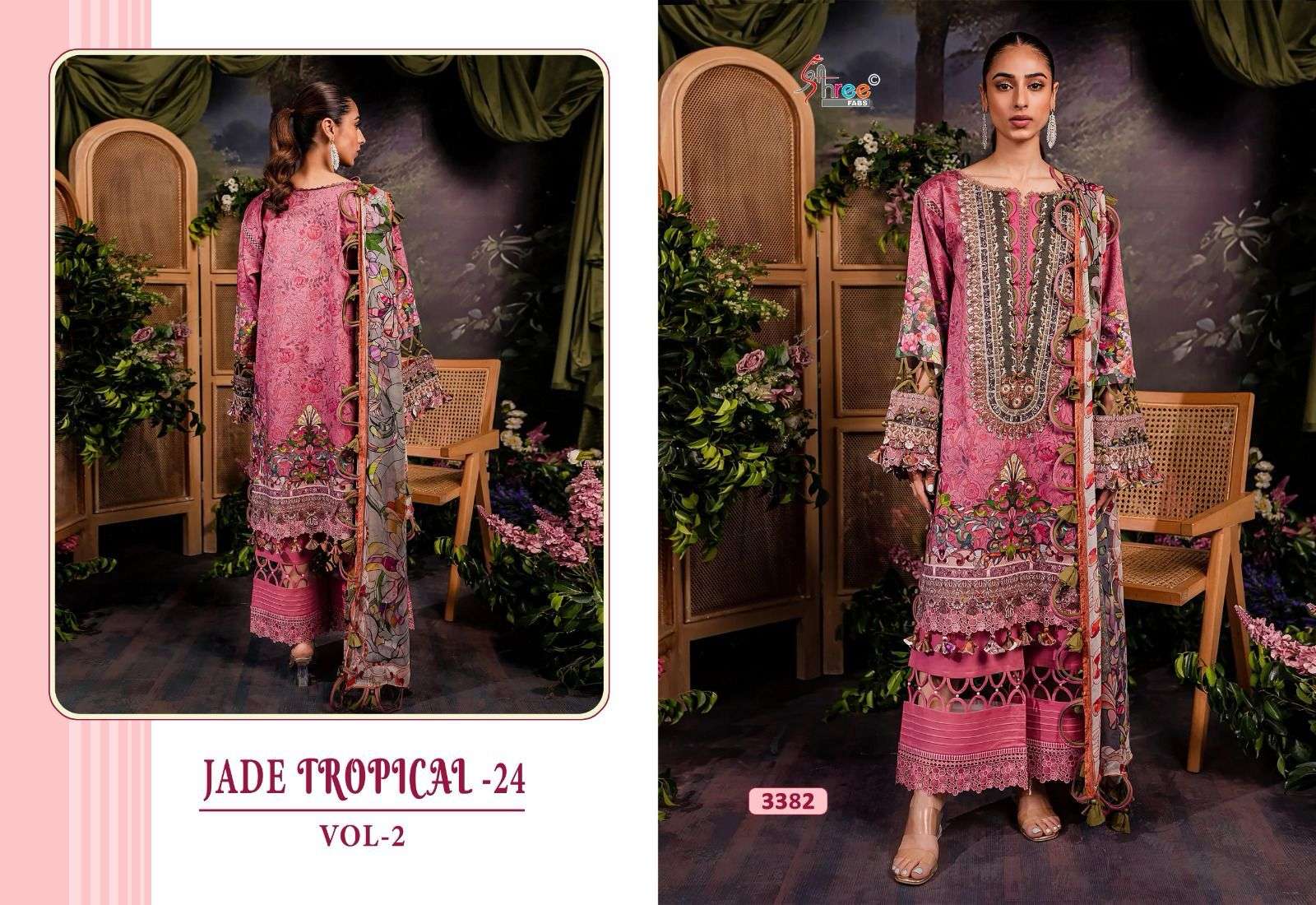 Shree Jade Tropical 24 Vol 2 Chiffon Dupatta Pakistani Suits Wholesale catalog