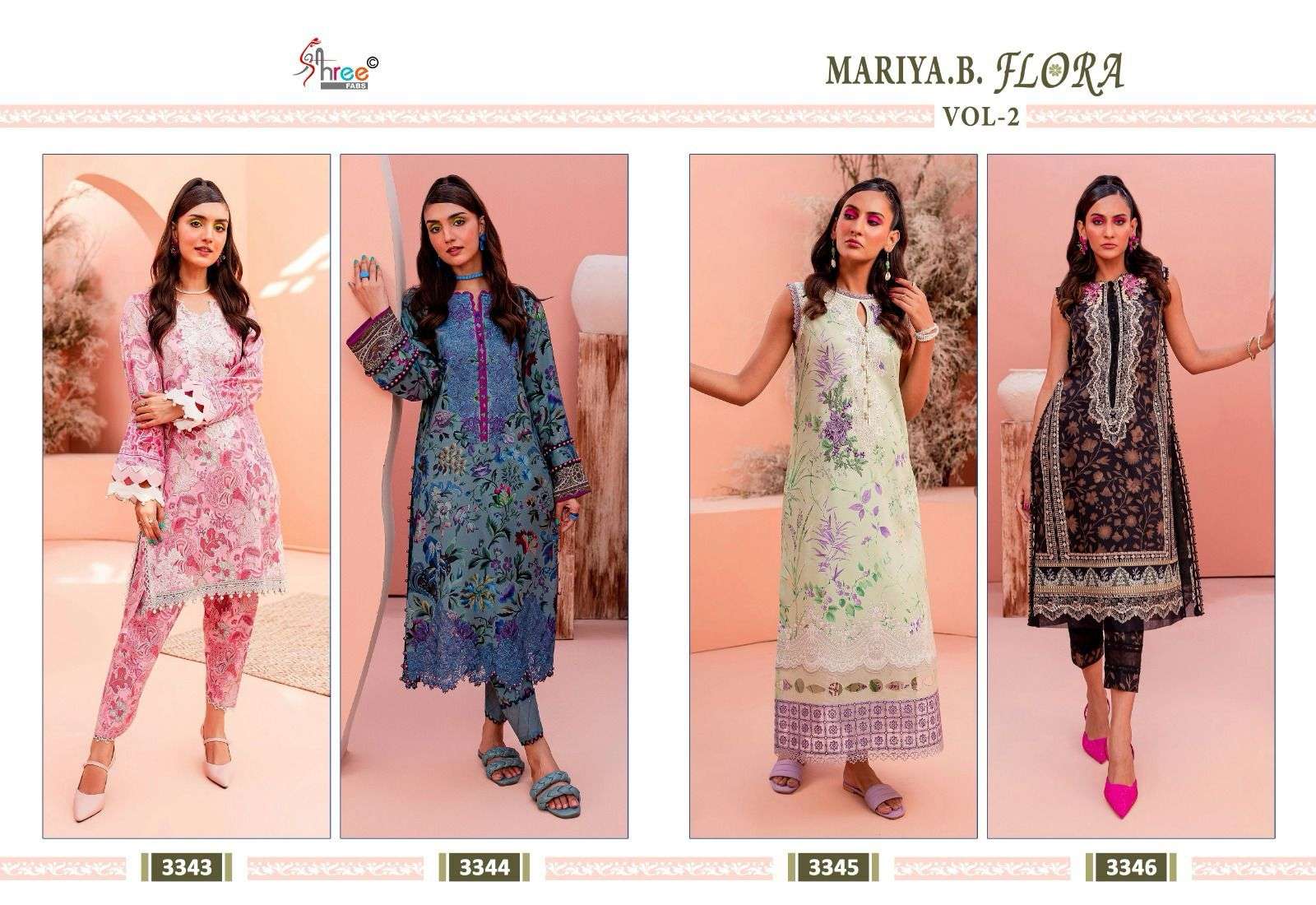 Shree Mariya B Flora Vol 2 Chiffon Dupatta Pakistani Suits Wholesale catalog