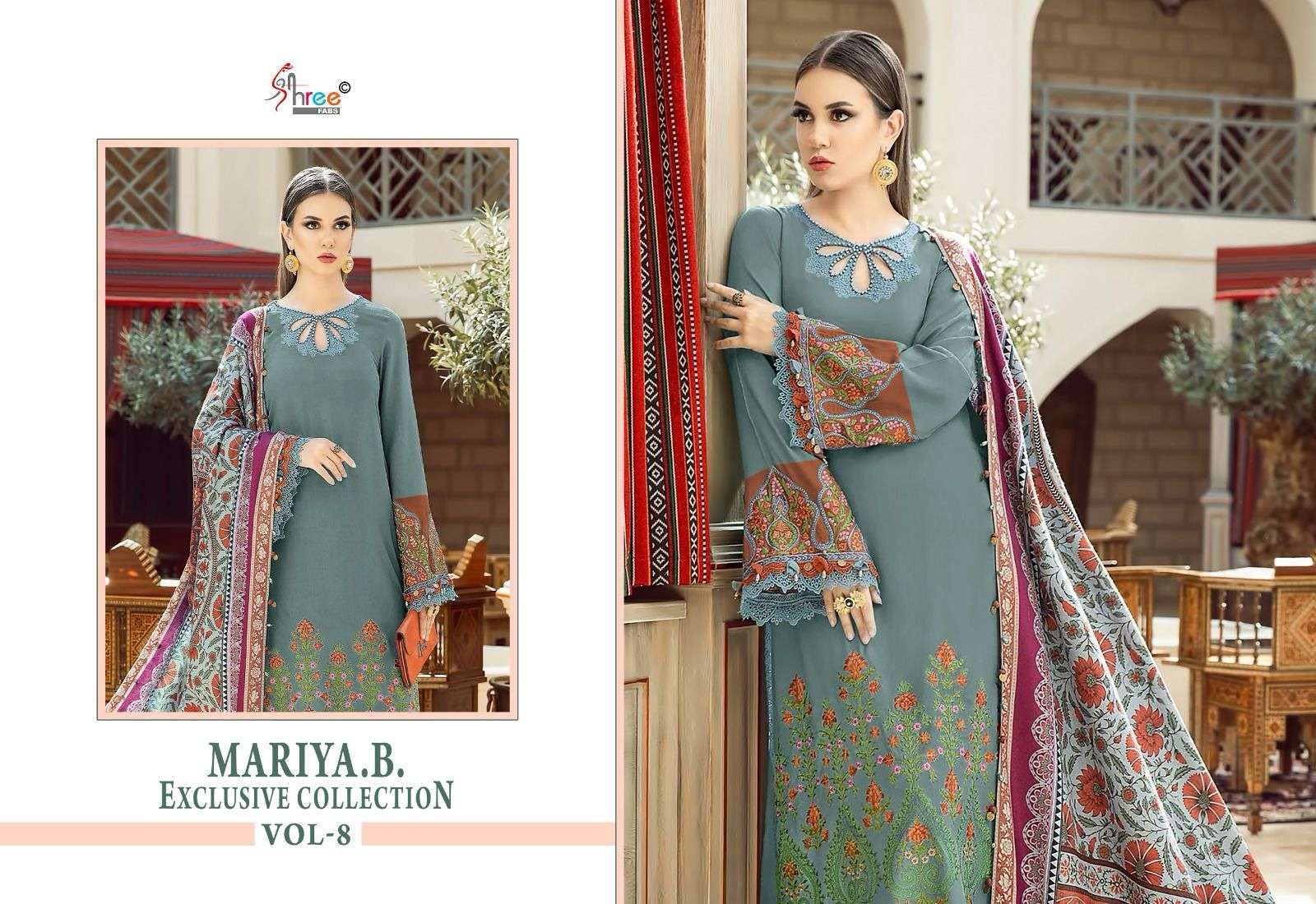 Shree Mariya B Vol 8 Chiffon Dupatta Salwar Suits Wholesale catalog