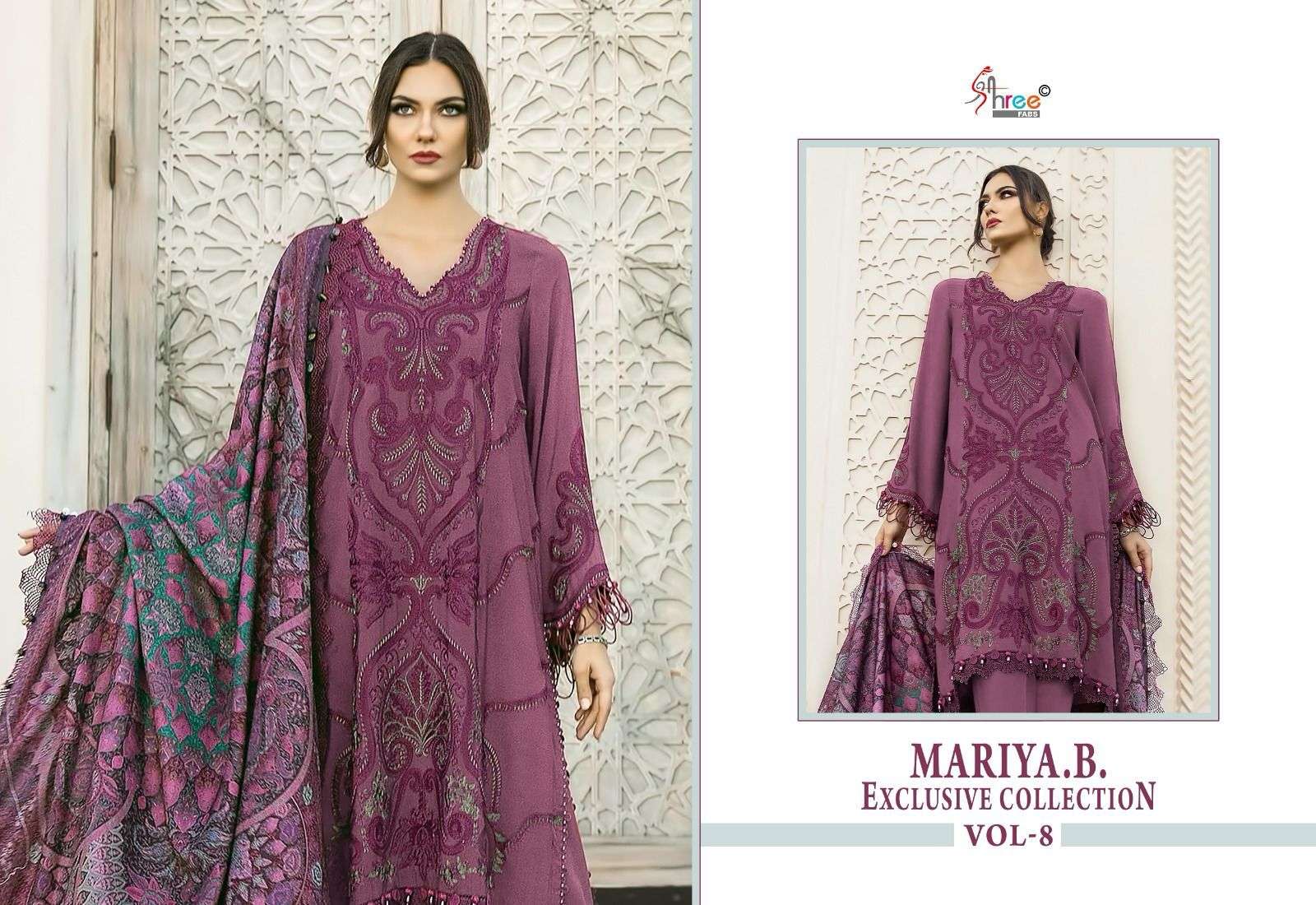 Shree Mariya B Vol 8 Chiffon Dupatta Salwar Suits Wholesale catalog