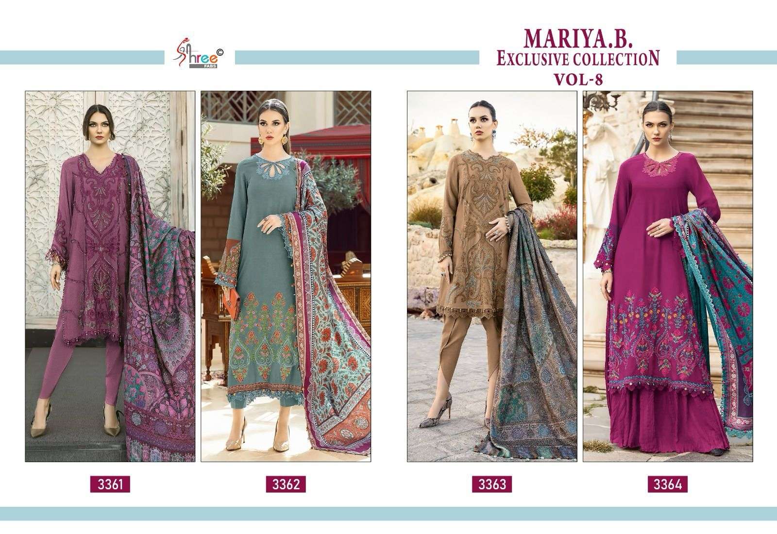 Shree Mariya B Vol 8 Chiffon Dupatta Salwar Suits Wholesale catalog