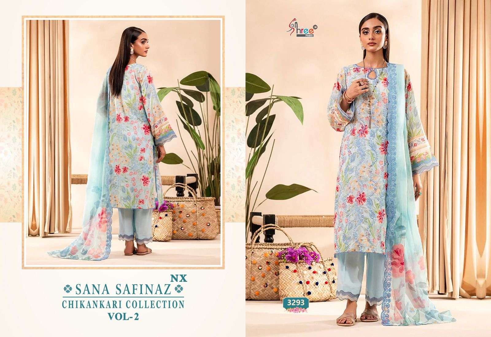 Shree Sana Safinaz Chikankari Vol 2 Nx Cotton Dupatta Salwar Suits Wholesale catalog