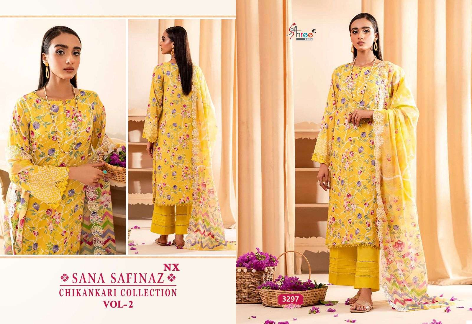 Shree Sana Safinaz Chikankari Vol 2 Nx Cotton Dupatta Salwar Suits Wholesale catalog