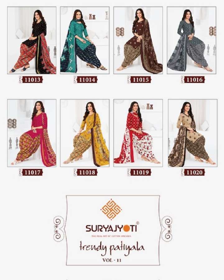 Suryajyoti Trendy Patiyala Vol-11 -Dress Material -Wholesale Catalog