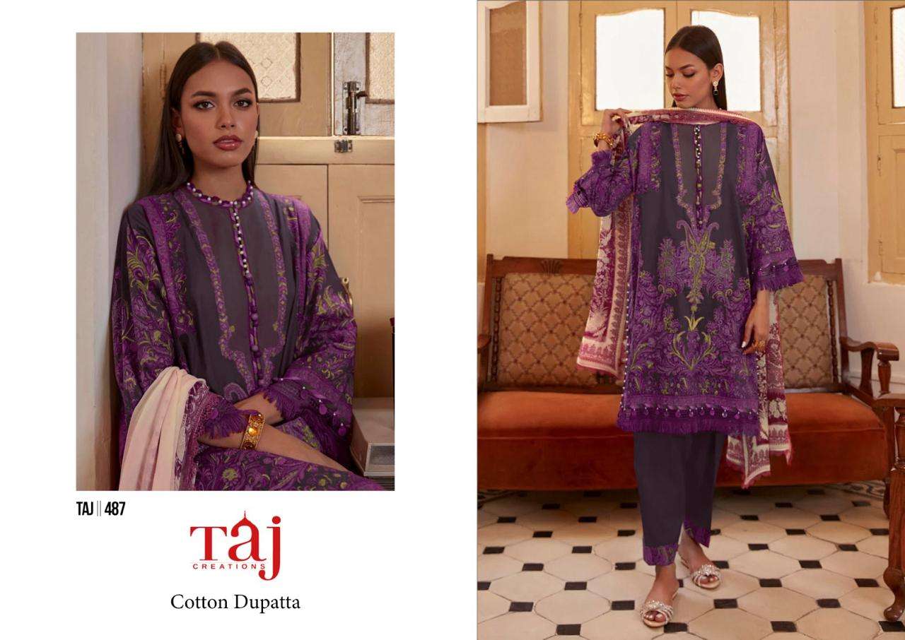 Taj 485 And 487 Chiffon Dupatta Hit Pakistani Suits Wholesale catalog