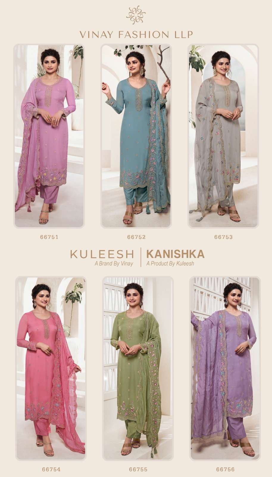 Vinay Kuleesh Kanishka Organza Embroidery Salwar Suits Wholesale catalog