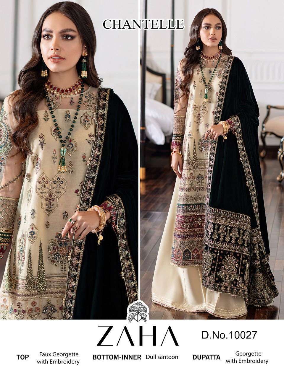 Zaha 10027 Georgette Embroidered Salwar Kameez Wholesale catalog