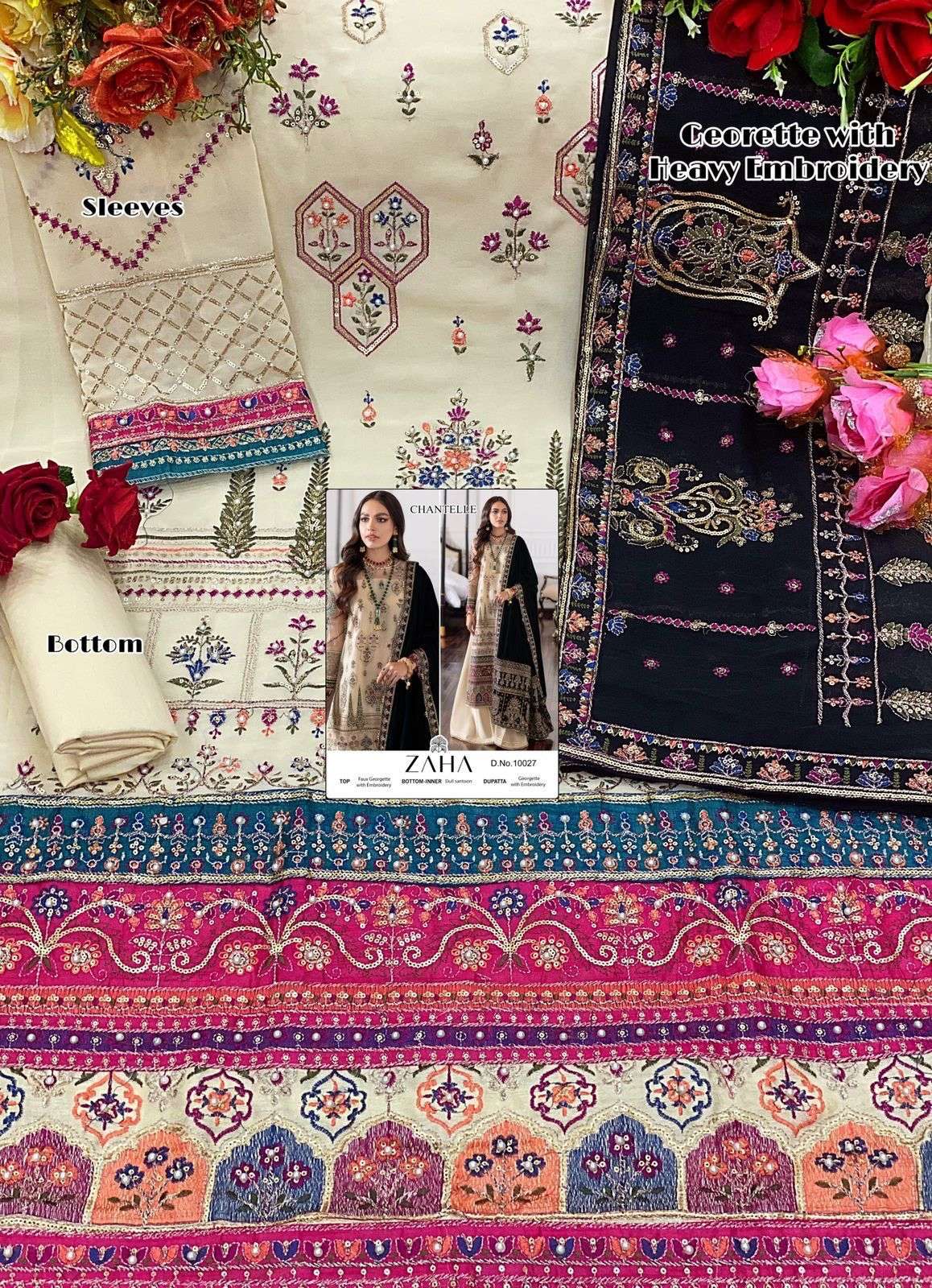 Zaha 10027 Georgette Embroidered Salwar Kameez Wholesale catalog